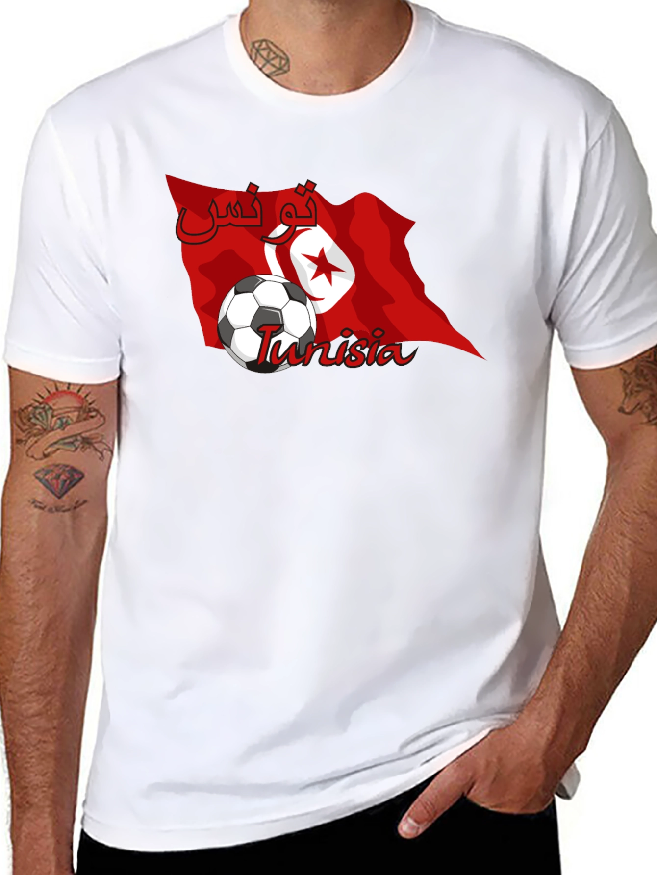 Tunisia Soccer Flag Graphic T-Shirt