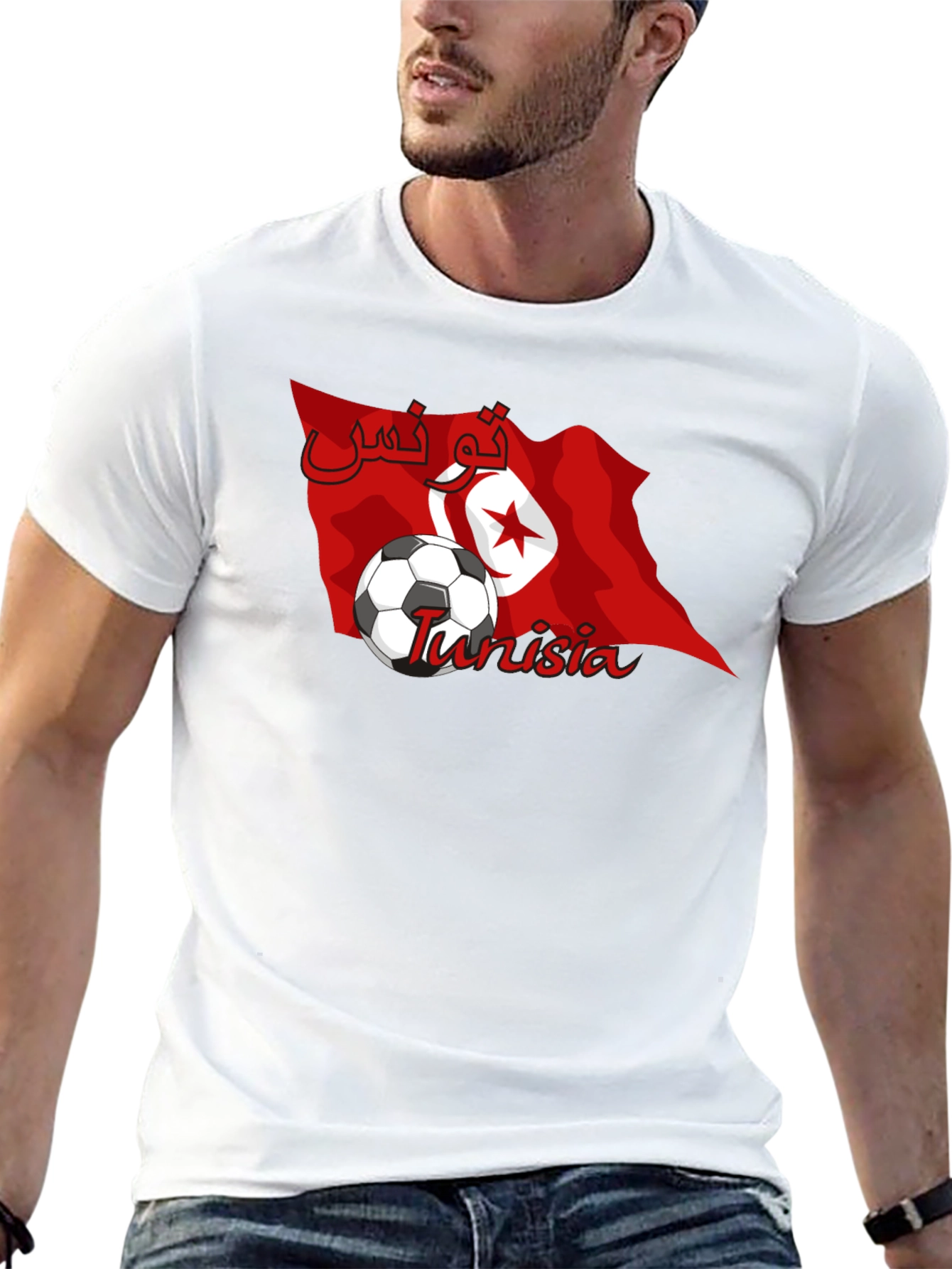 Tunisia Soccer Flag Graphic T-Shirt