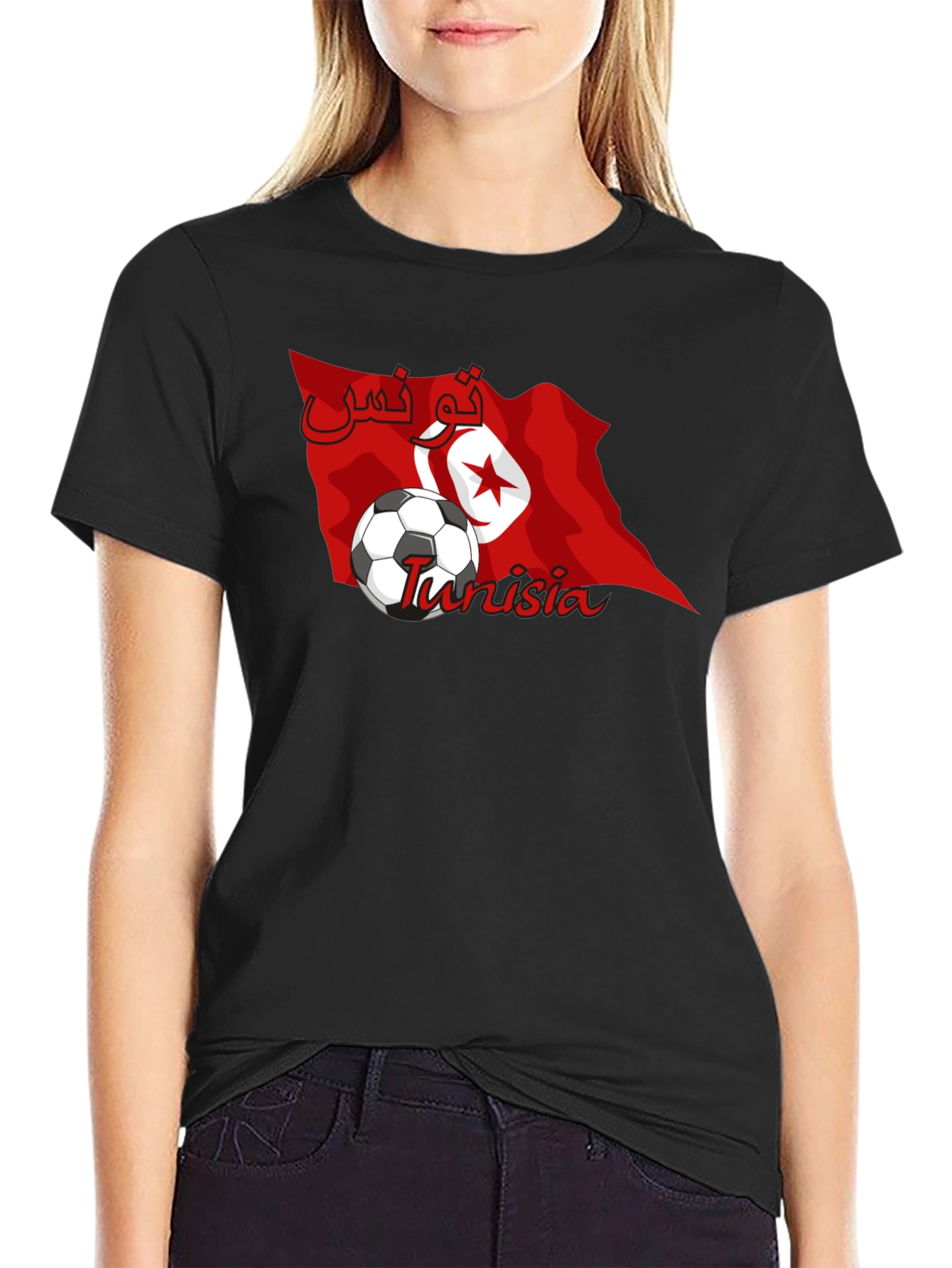 Tunisia Soccer Flag Graphic T-Shirt