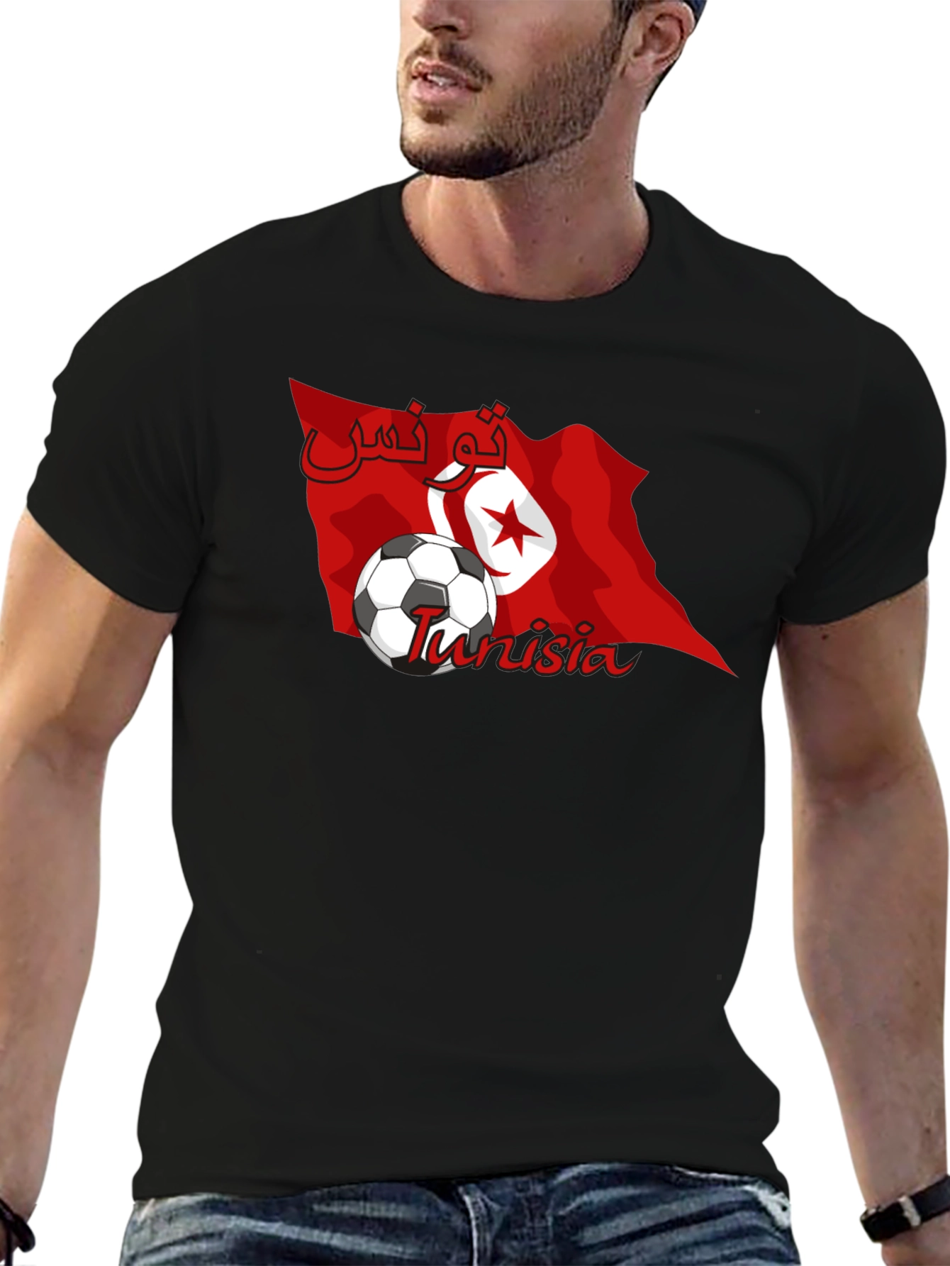 Tunisia Soccer Flag Graphic T-Shirt