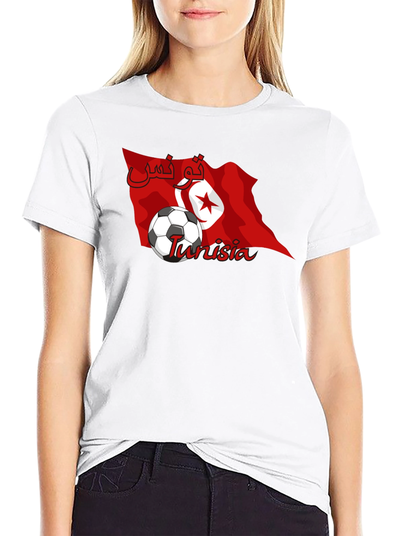 Tunisia Soccer Flag Graphic T-Shirt