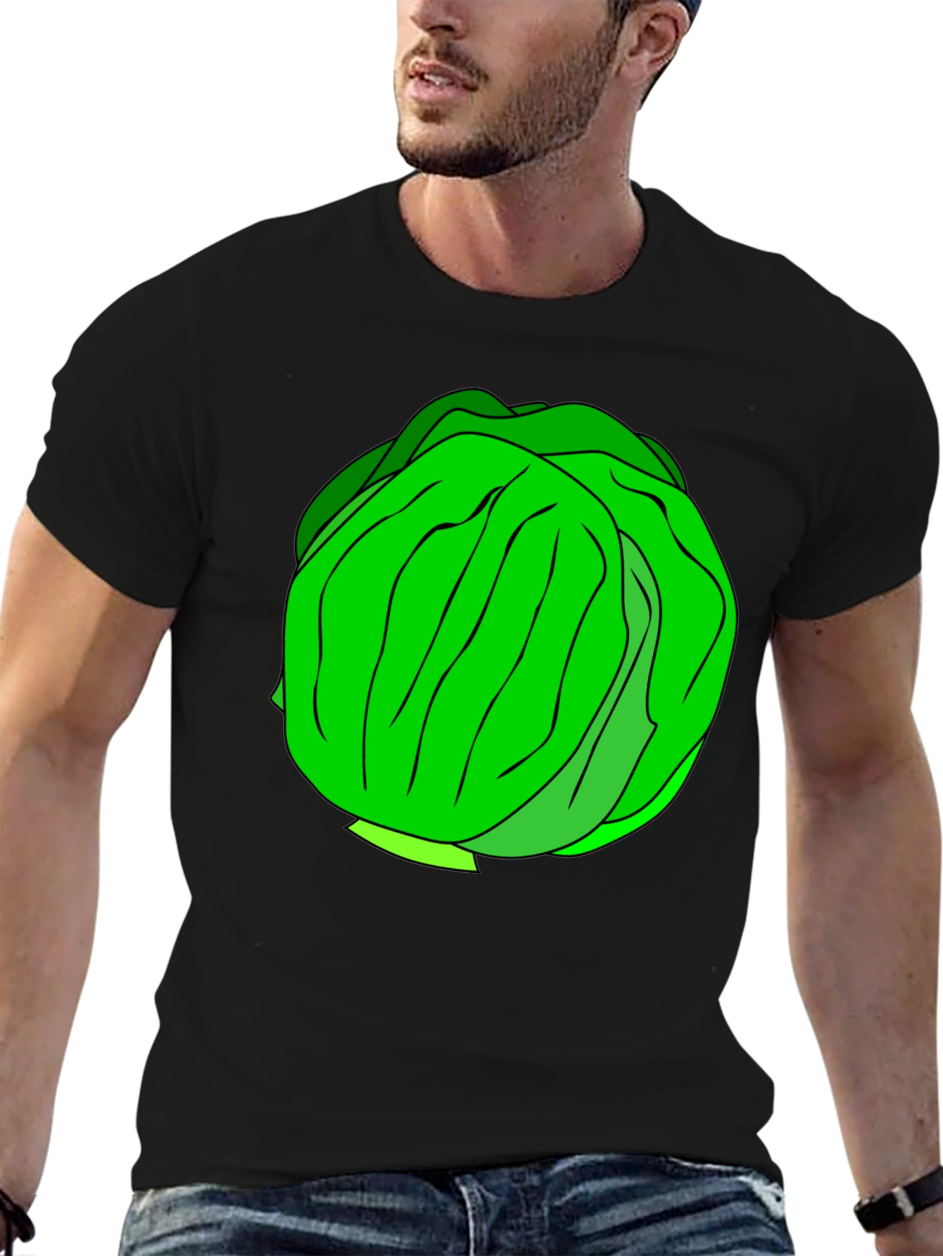 Cabbage Graphic T-Shirt - Black Cotton Tee
