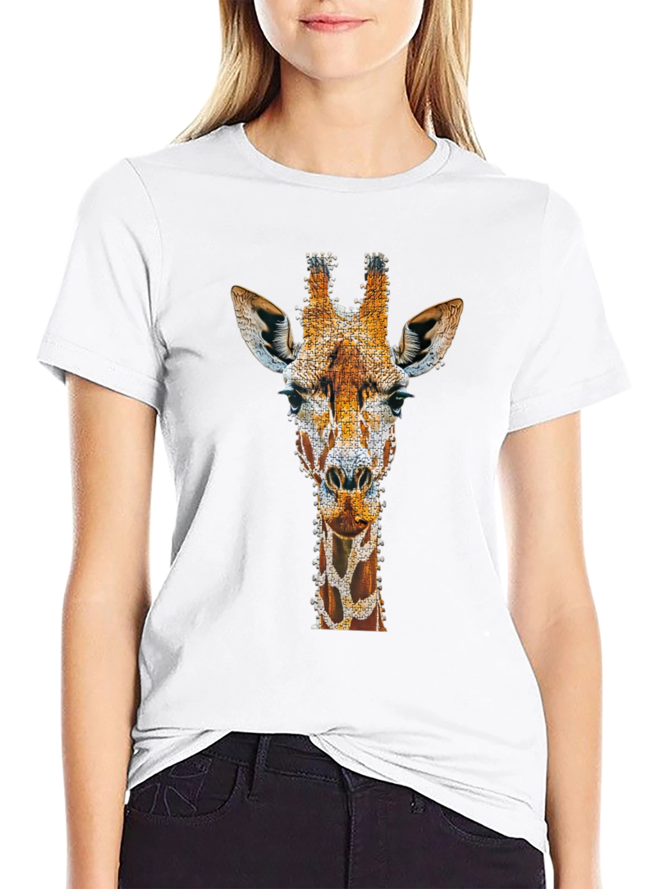 Giraffe Art Print T-Shirt - Unique Graphic Tee