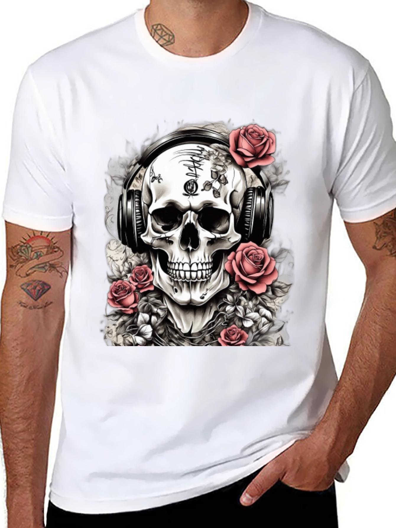 Skull with Headphones Graphic Tee