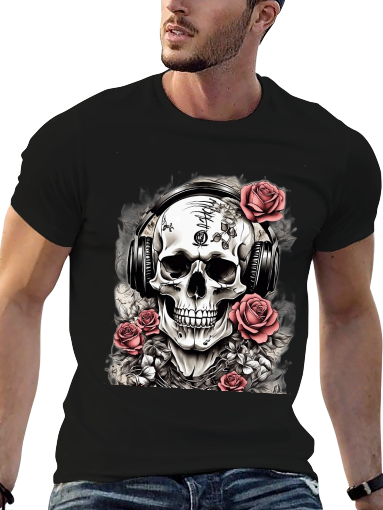 Skull with Headphones Graphic Tee