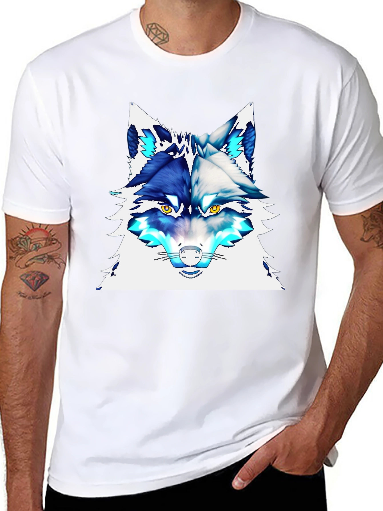 Cool Wolf Graphic Tee - Stylish Animal Print T-Shirt