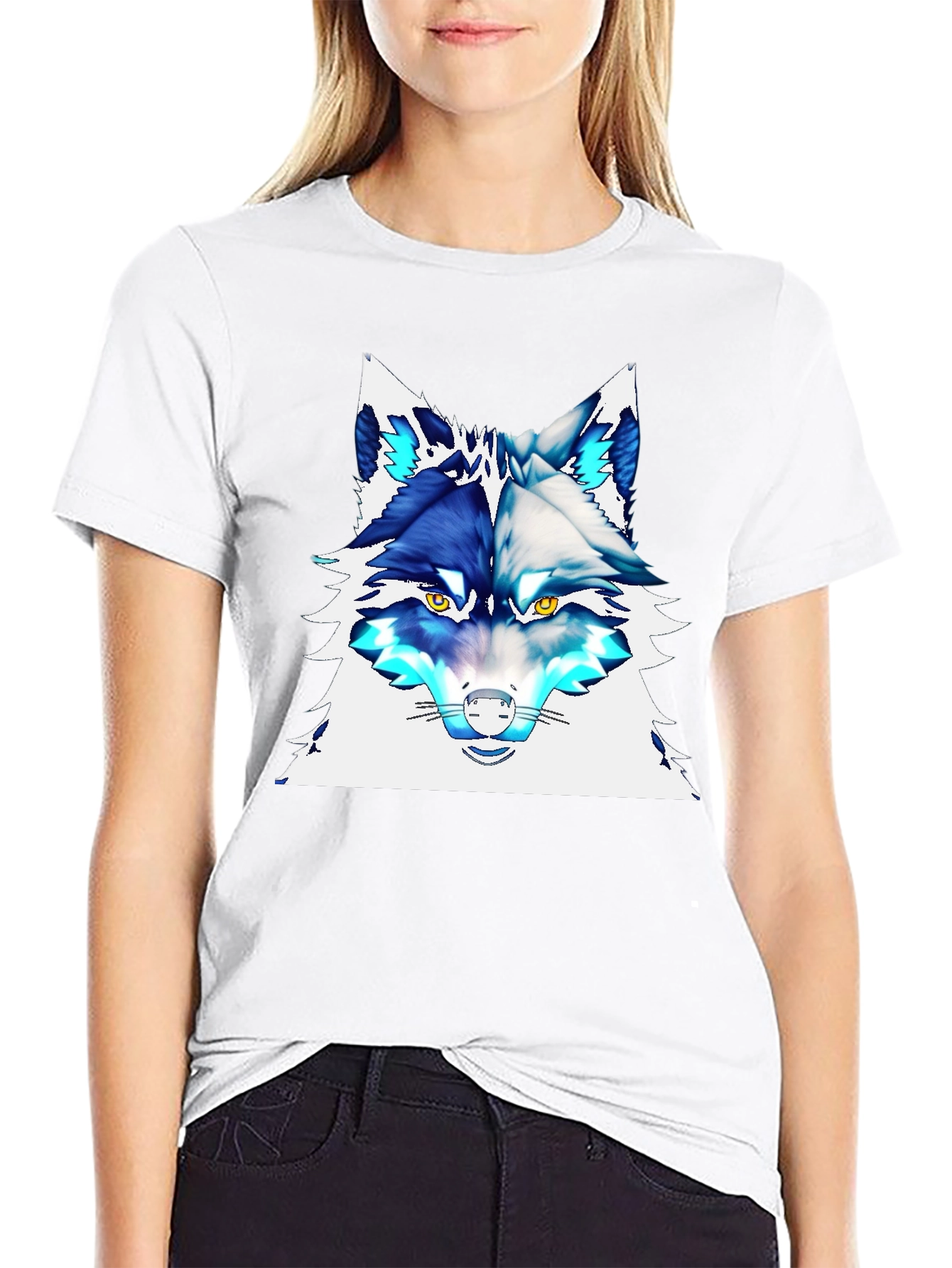 Cool Wolf Graphic Tee - Stylish Animal Print T-Shirt