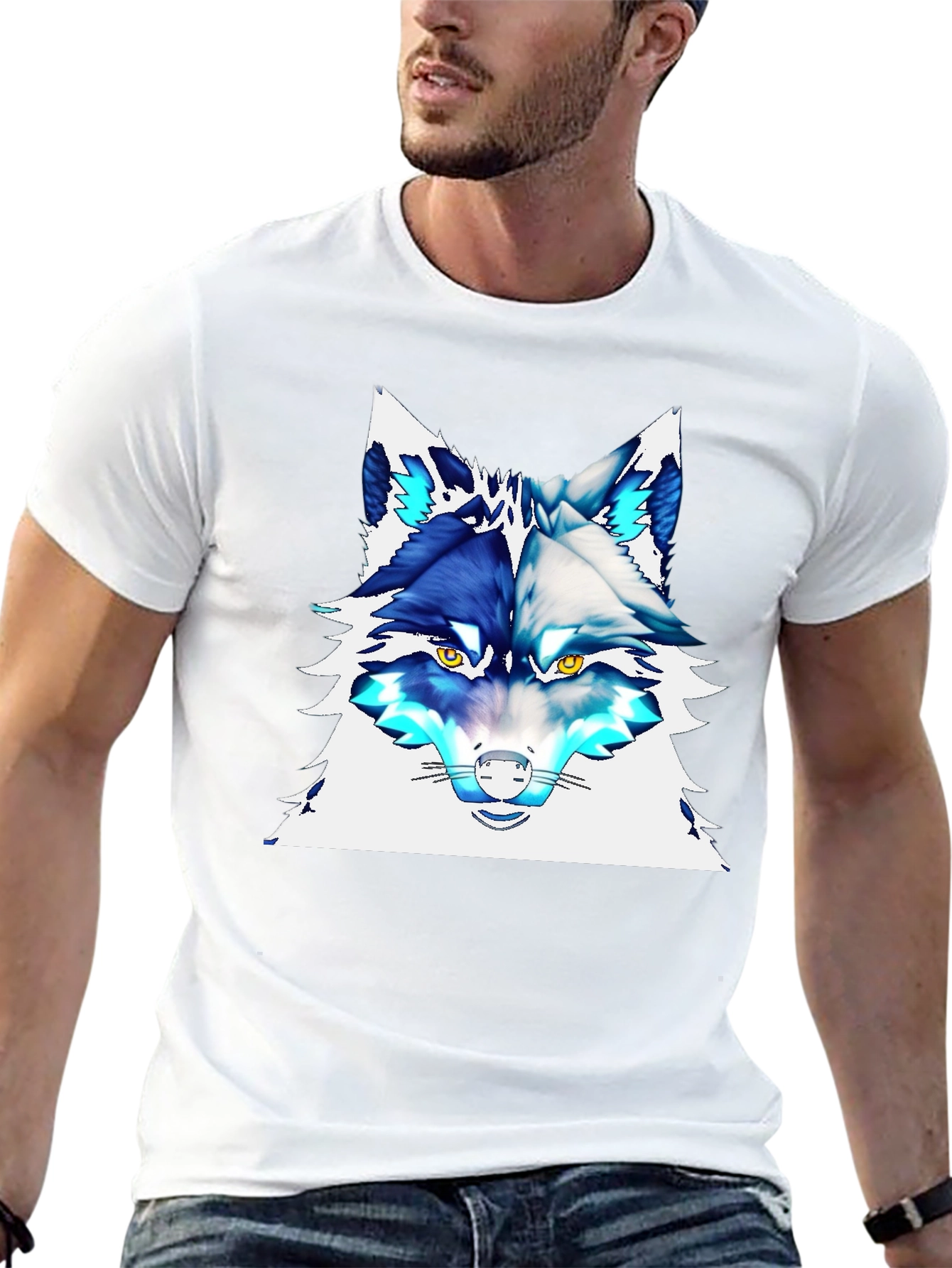 Cool Wolf Graphic Tee - Stylish Animal Print T-Shirt