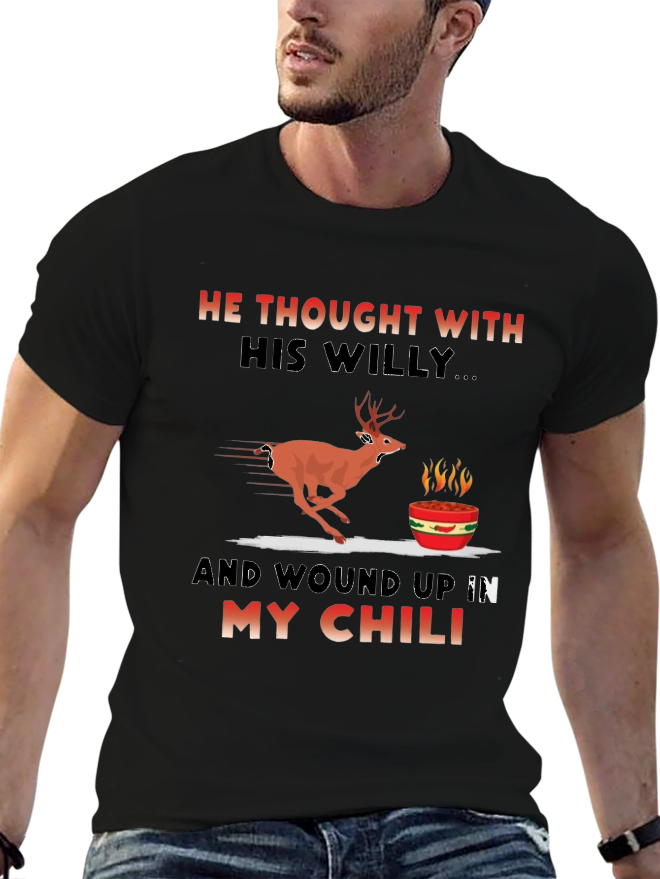 Funny Deer Chili Graphic T-Shirt