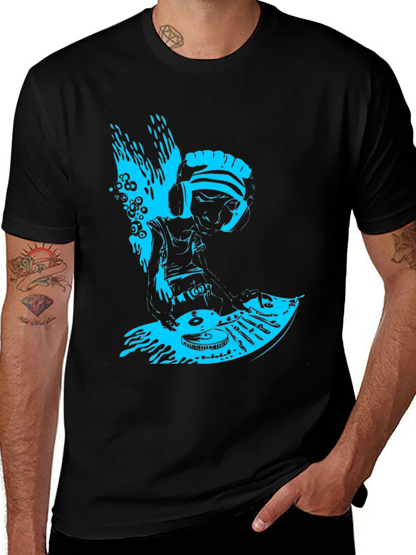 DJ Turntable Graphic T-Shirt - Cool Music Lover Tee