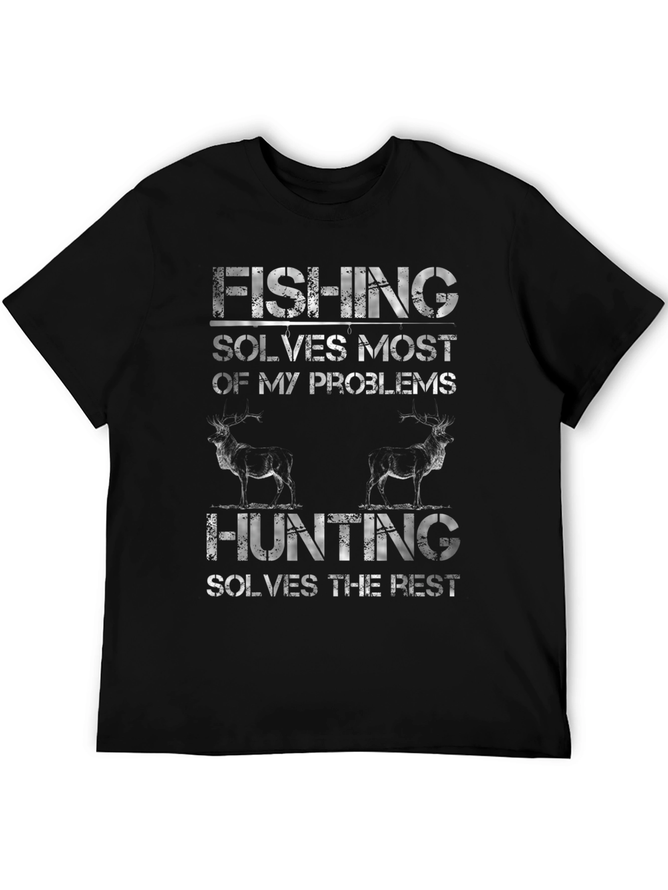 Fishing & Hunting Graphic T-Shirt - Mens Black Tee