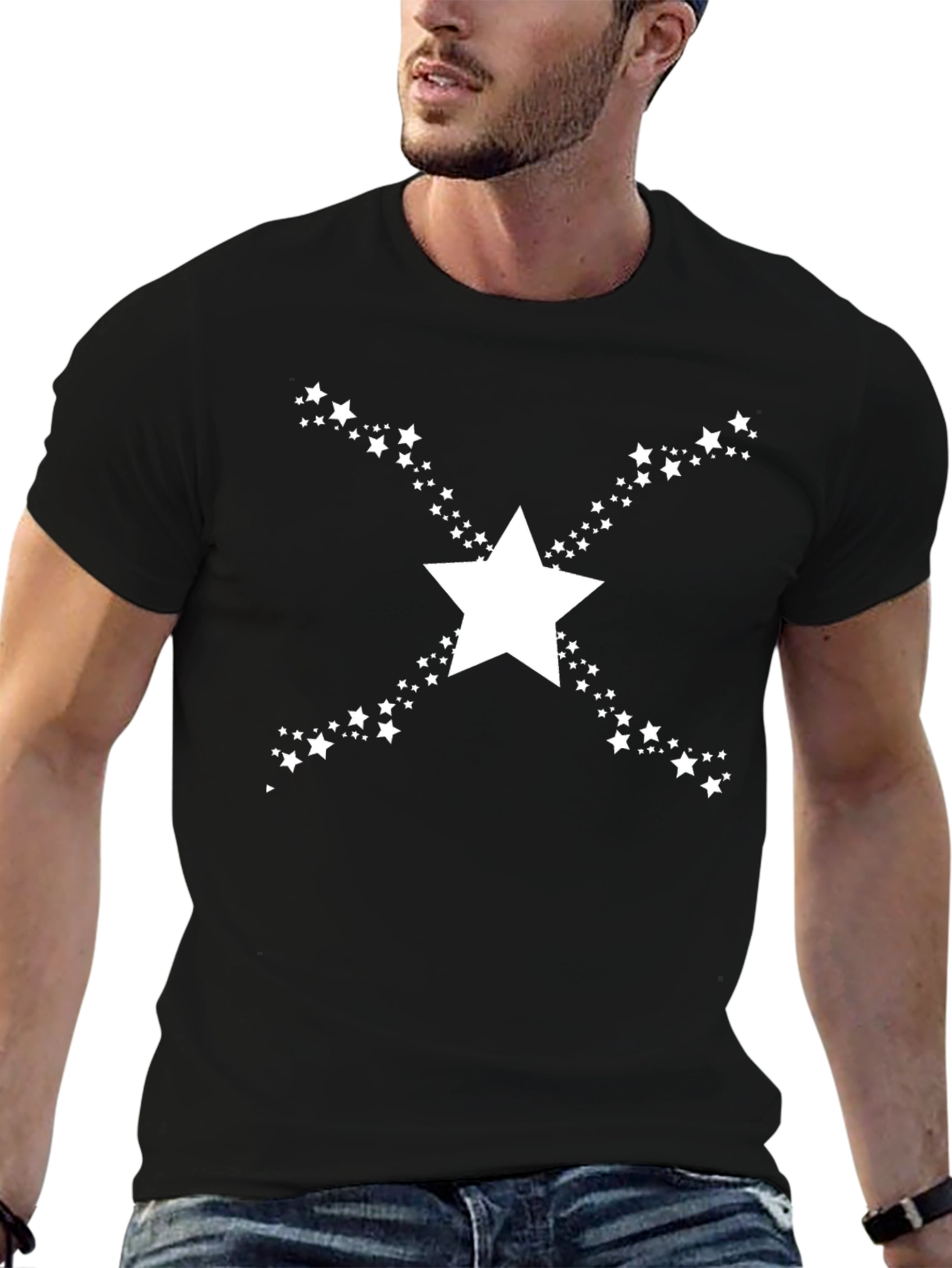 Star Burst Graphic T-Shirt - Black Cotton Blend Tee