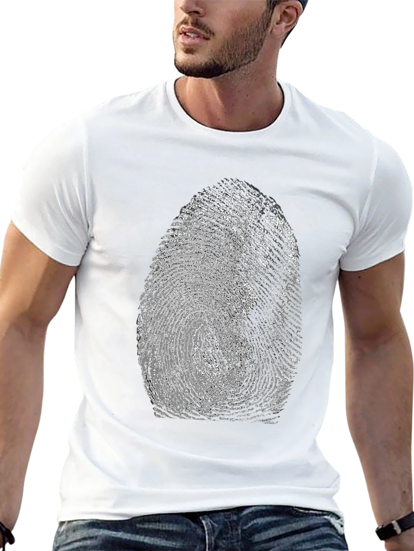 Fingerprint Graphic Tee - Unique Black T-Shirt