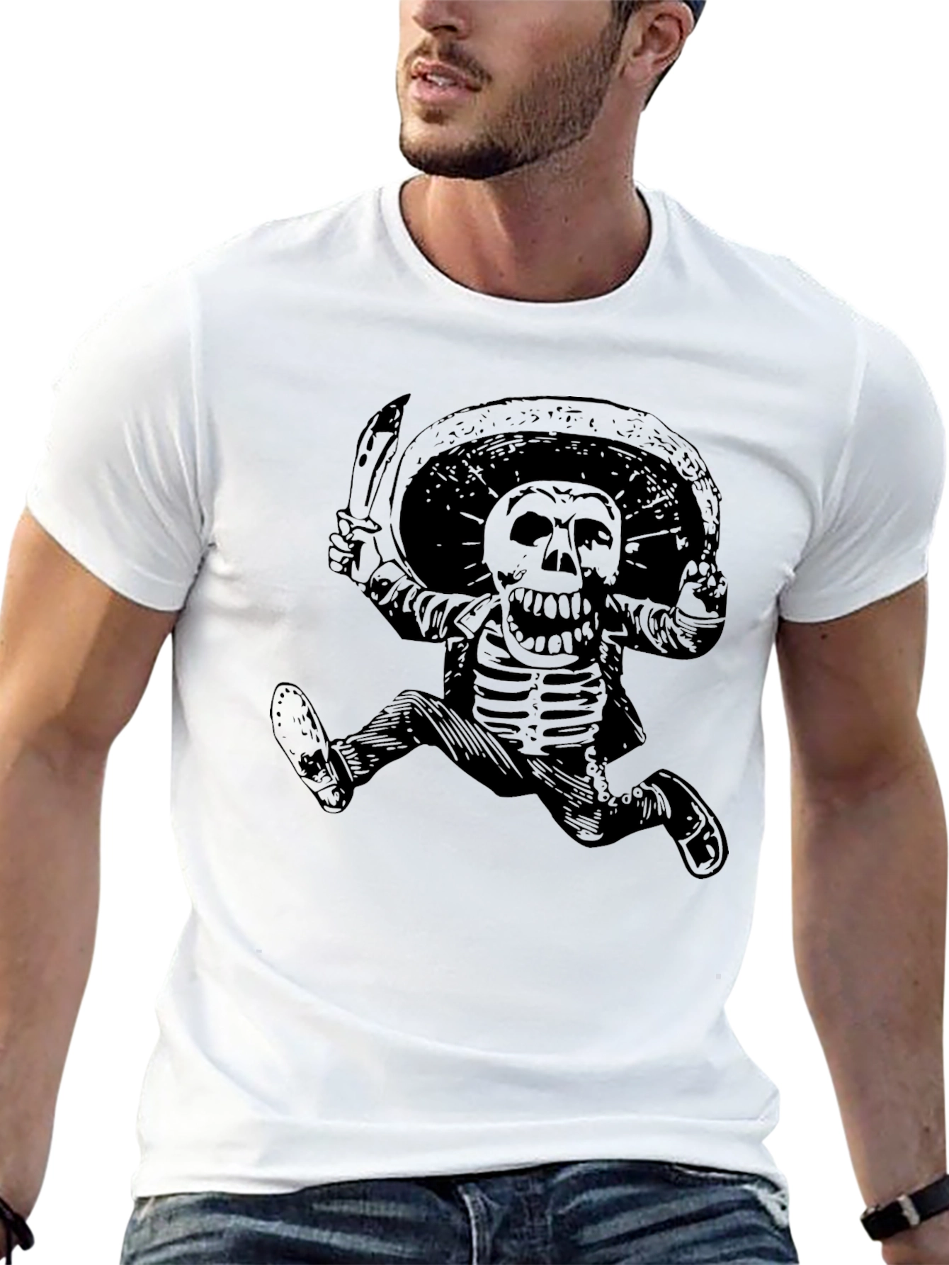 Skeleton Mariachi T-Shirt - Black Cotton Tee
