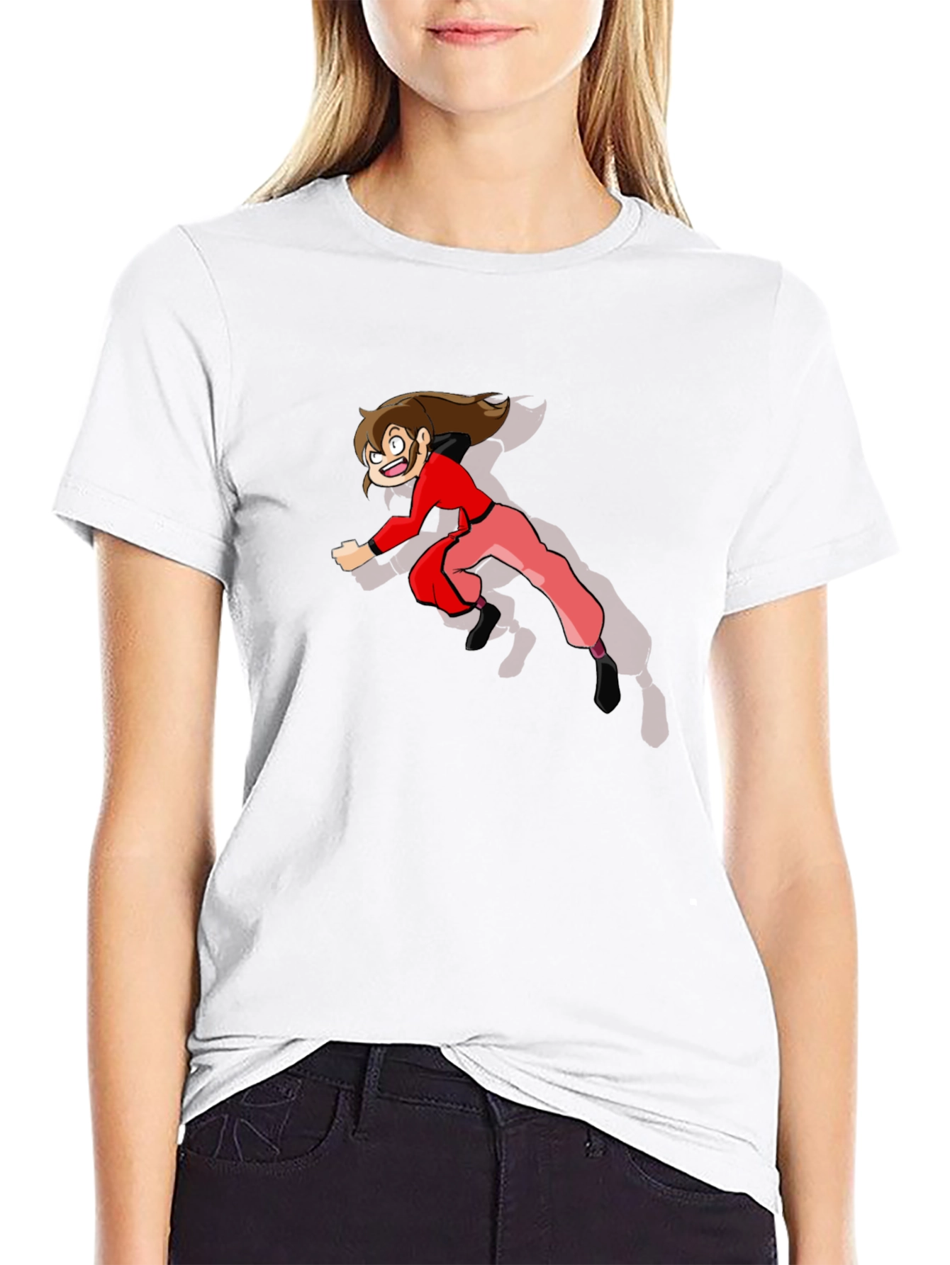 Cartoon Character Print Black T-Shirt