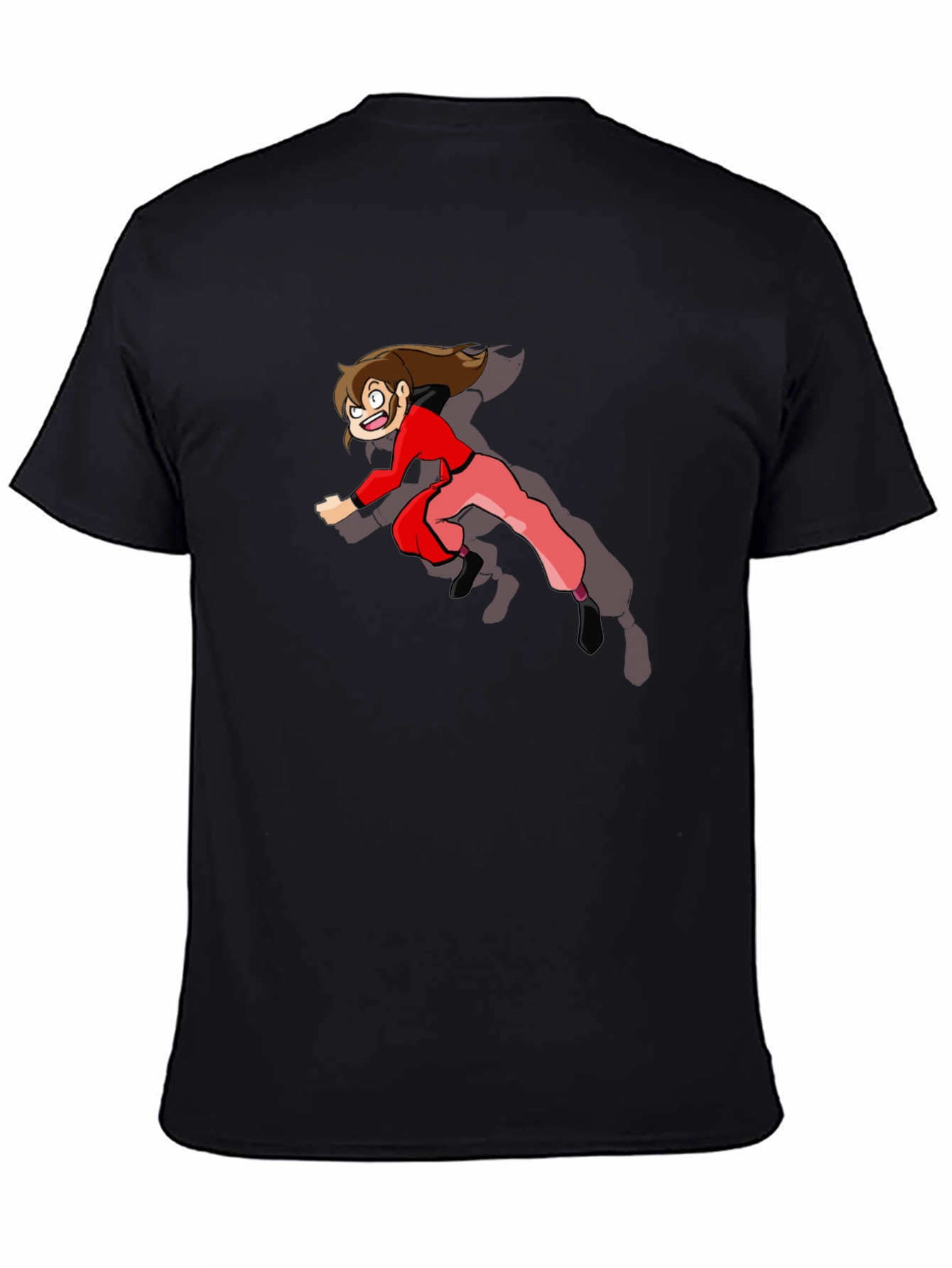 Cartoon Character Print Black T-Shirt