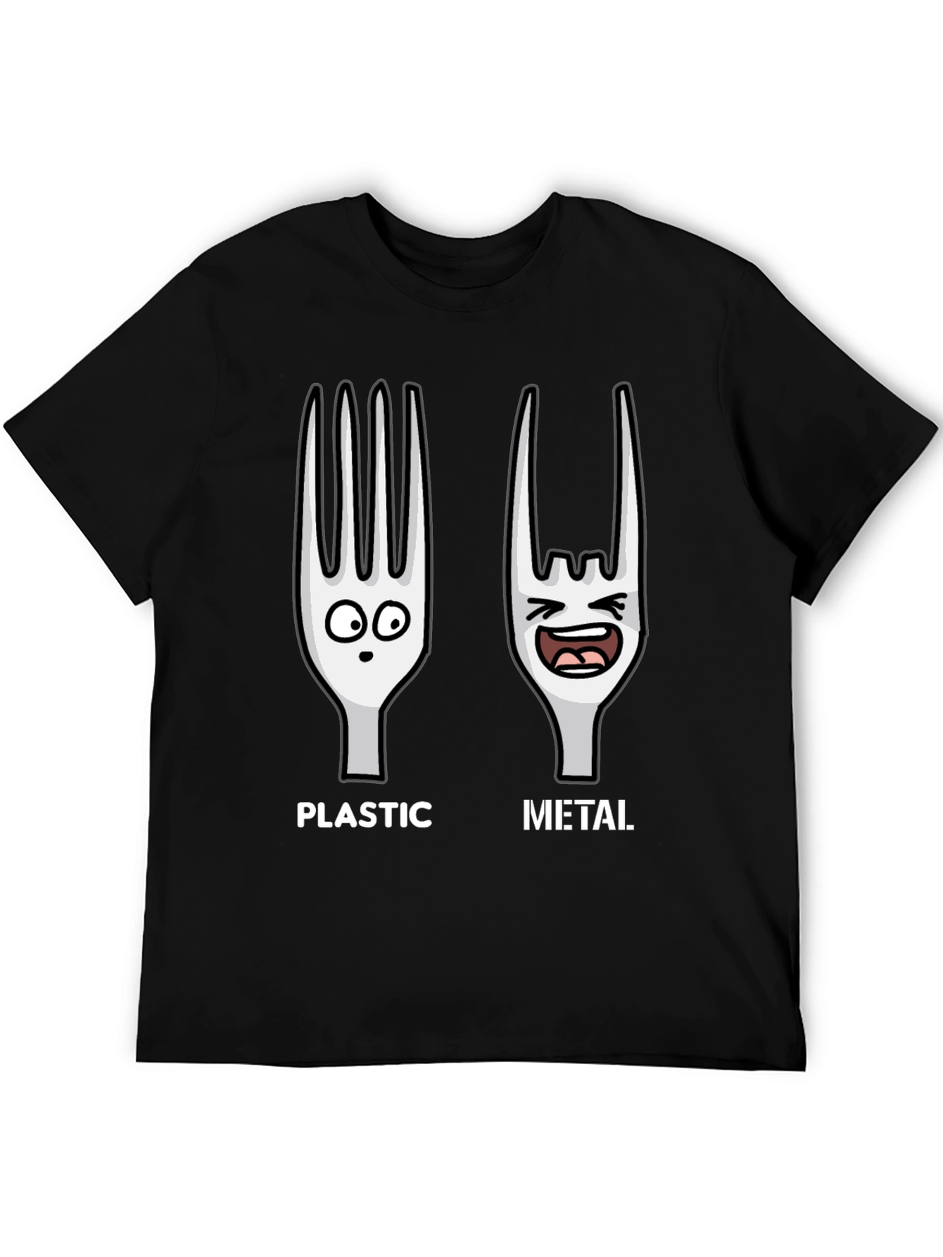 Plastic vs. Metal Graphic T-Shirt