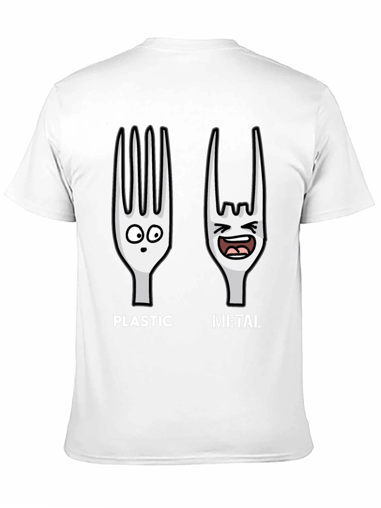 Plastic vs. Metal Graphic T-Shirt