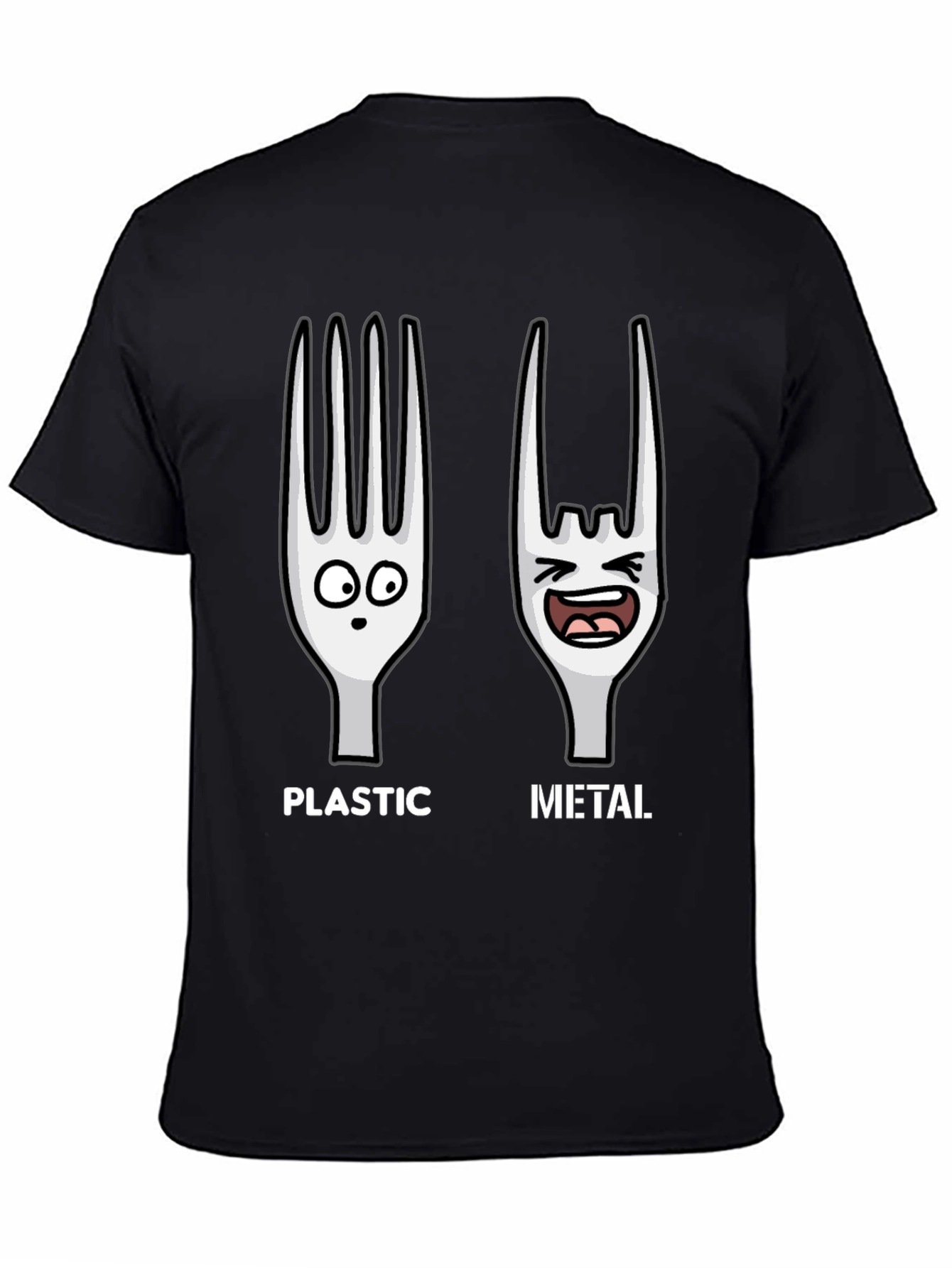 Plastic vs. Metal Graphic T-Shirt