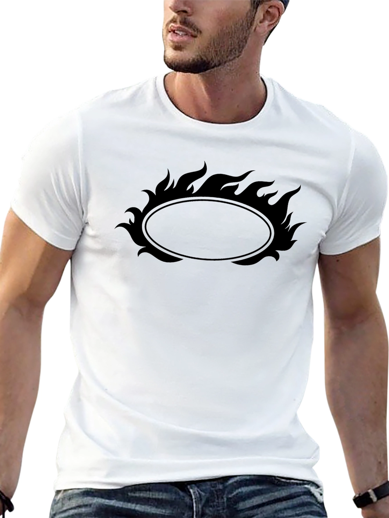 Flaming Oval Graphic Tee - Black