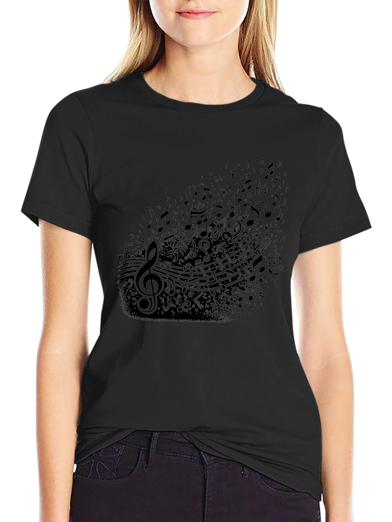 Musical Notes Graphic T-Shirt - Soft Cotton Blend