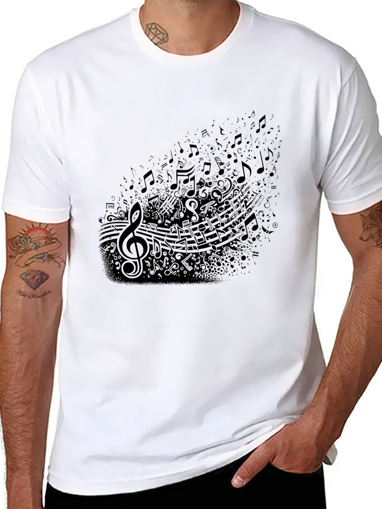 Musical Notes Graphic T-Shirt - Soft Cotton Blend