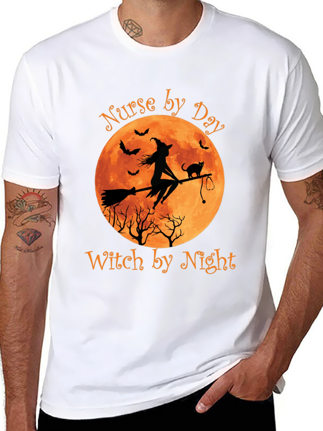 Nurse Witch Halloween Graphic T-Shirt