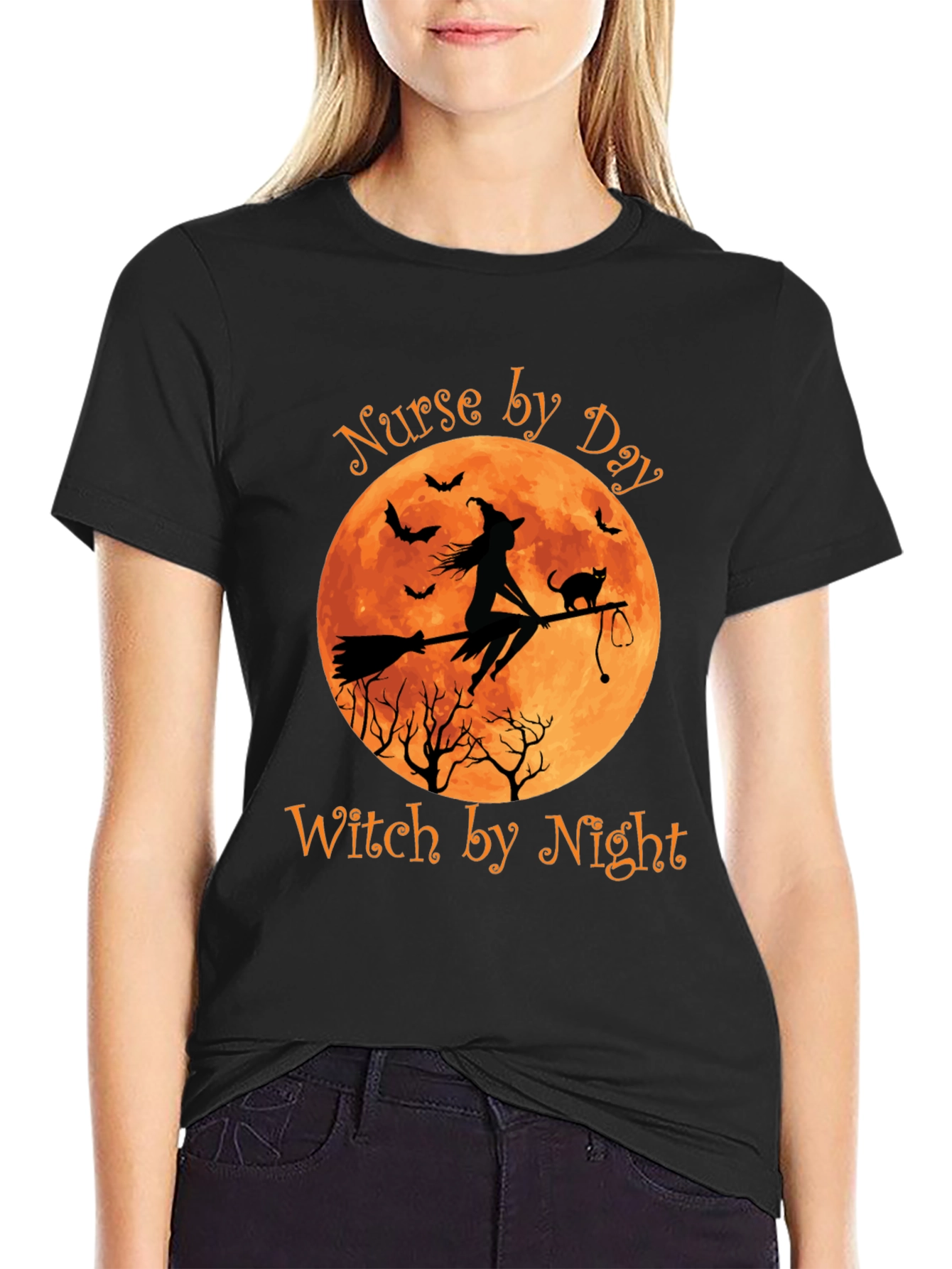 Nurse Witch Halloween Graphic T-Shirt