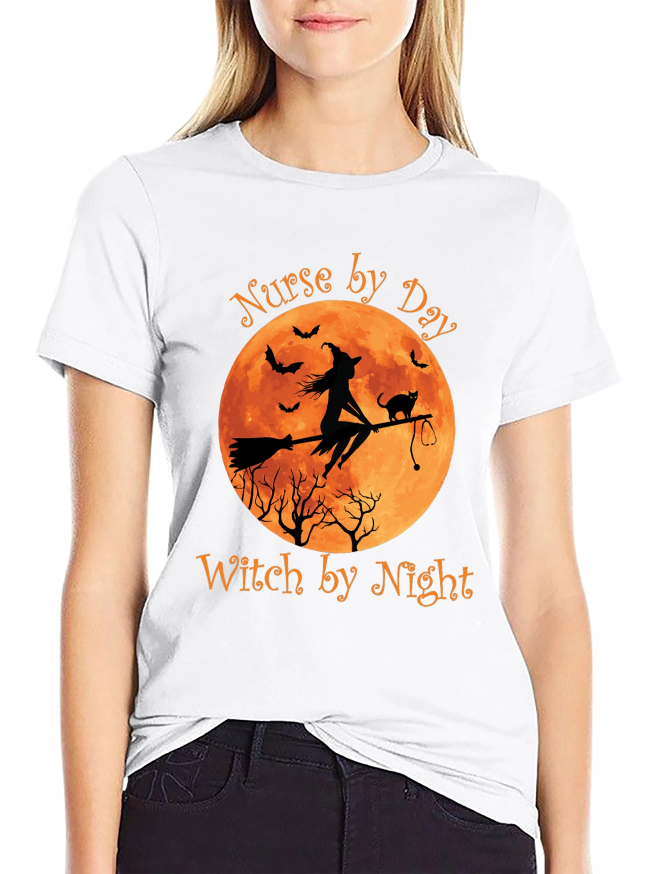 Nurse Witch Halloween Graphic T-Shirt