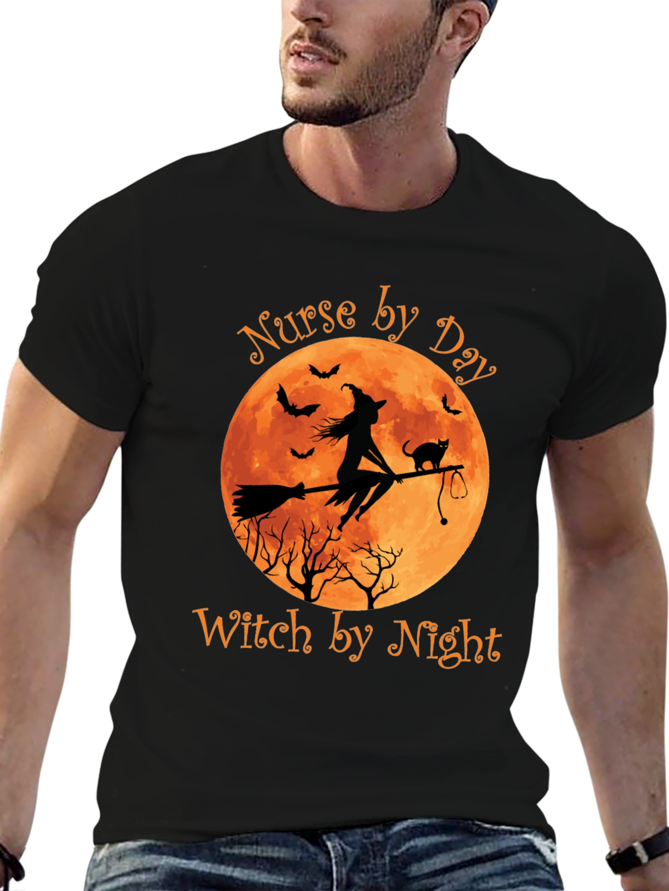 Nurse Witch Halloween Graphic T-Shirt