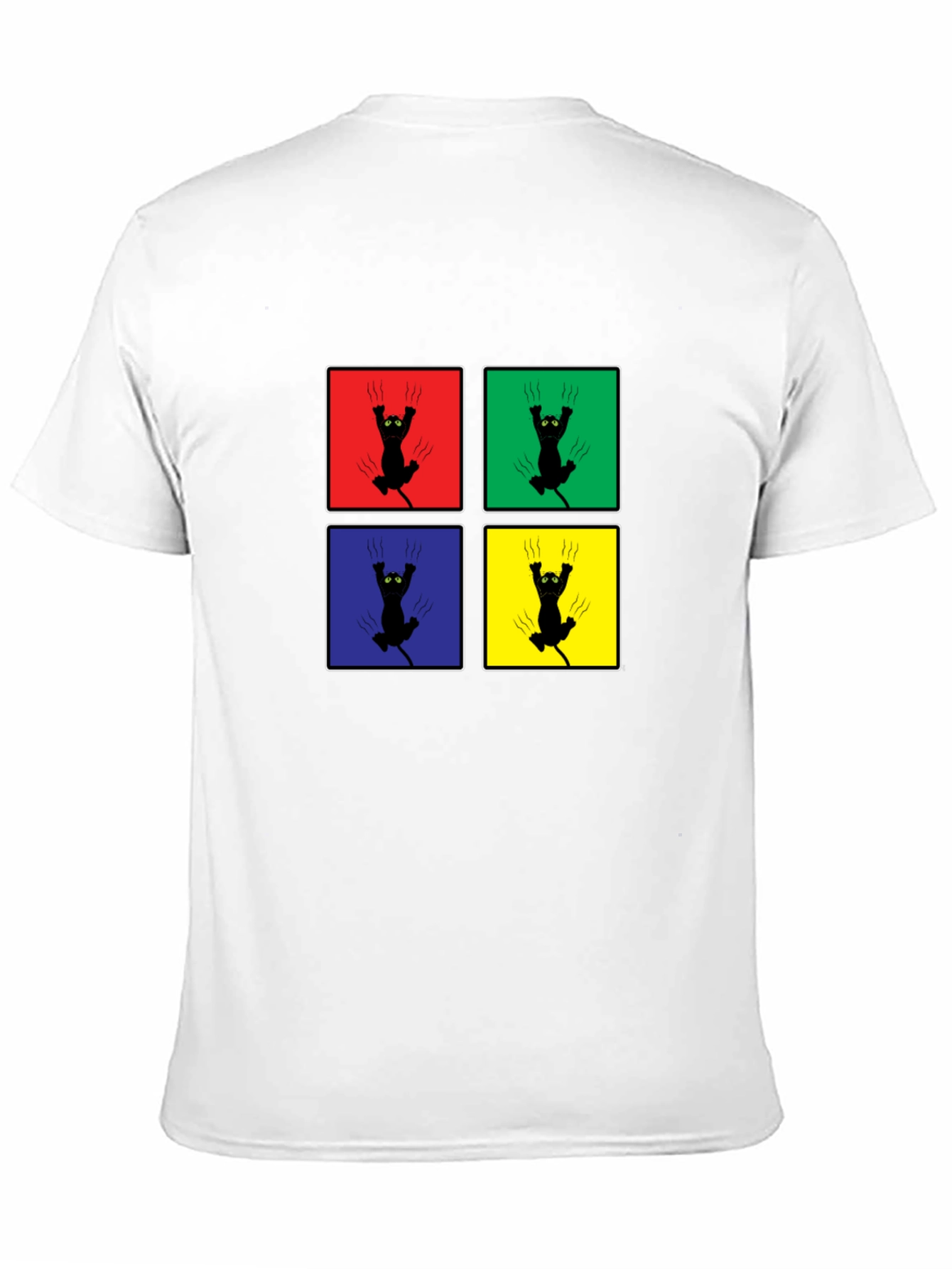 Clawing Cat Graphic Tee - Pop Art Black Shirt