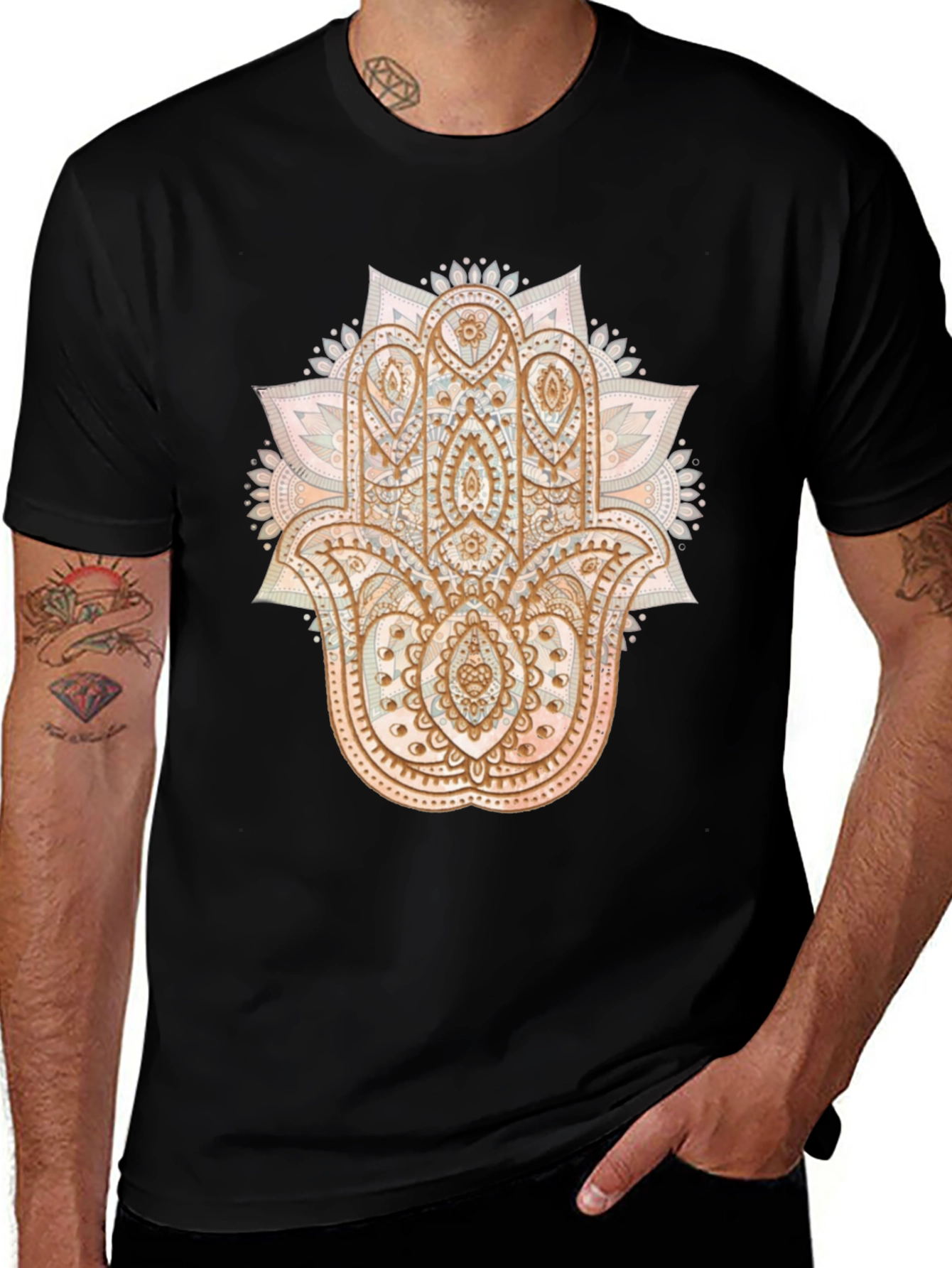 Hamsa Hand Graphic Tee - Boho Style