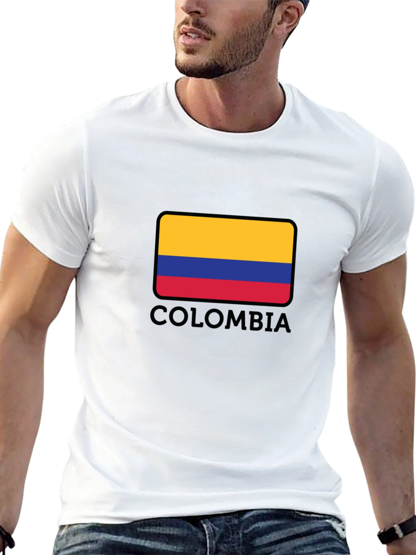 Colombia Flag Graphic Black T-Shirt