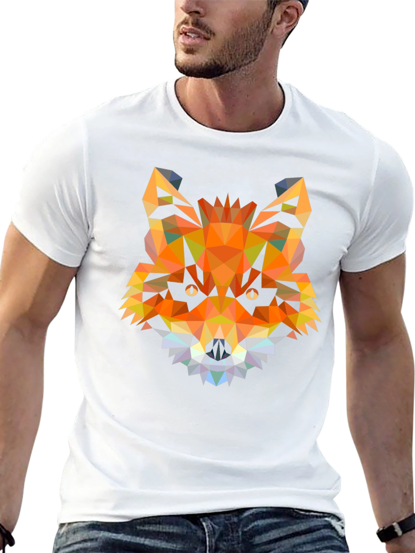 Geometric Fox Head T-Shirt - Modern Graphic Tee