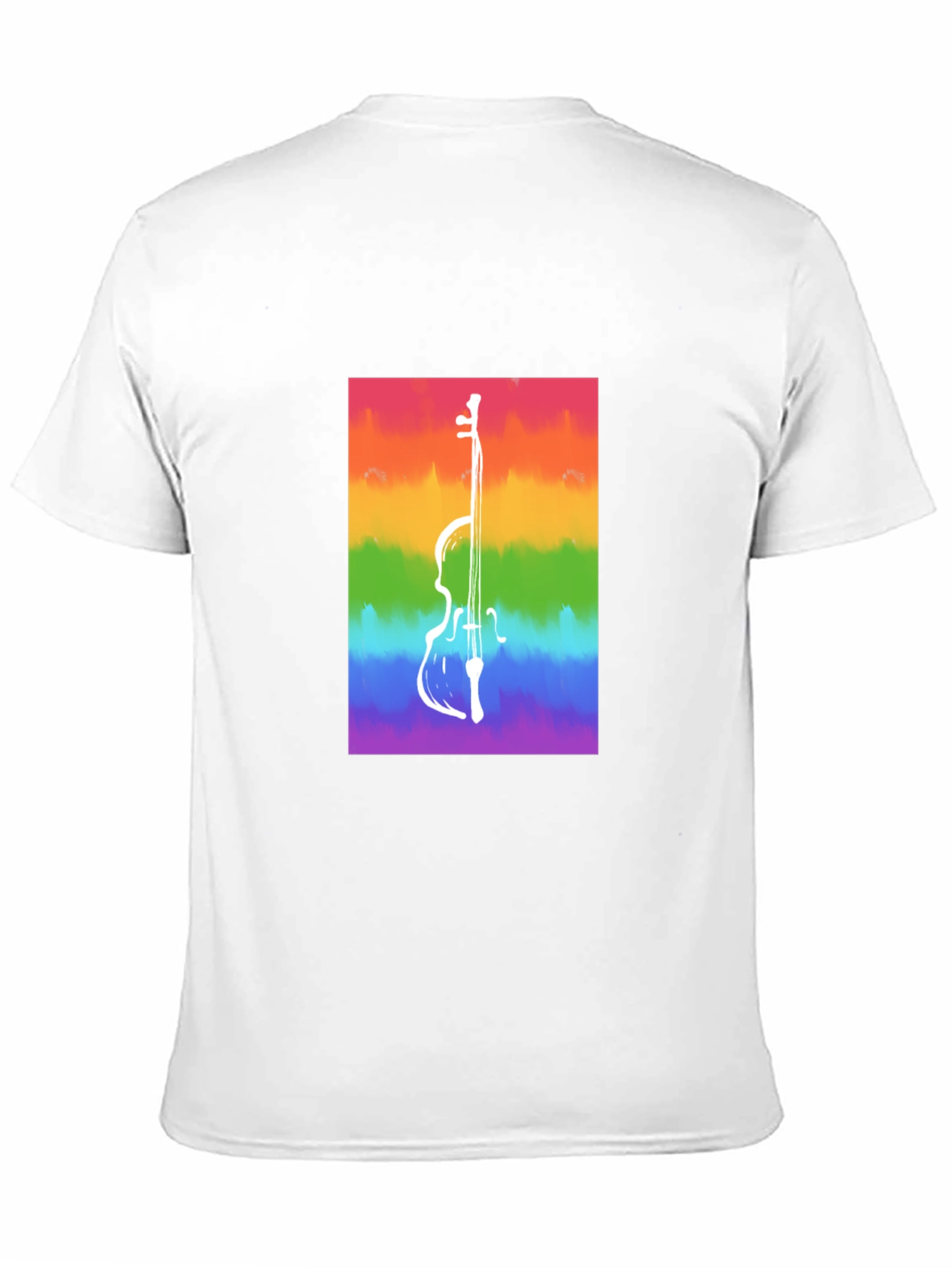 Rainbow Cello Graphic Tee - Black Cotton Casual Shirt