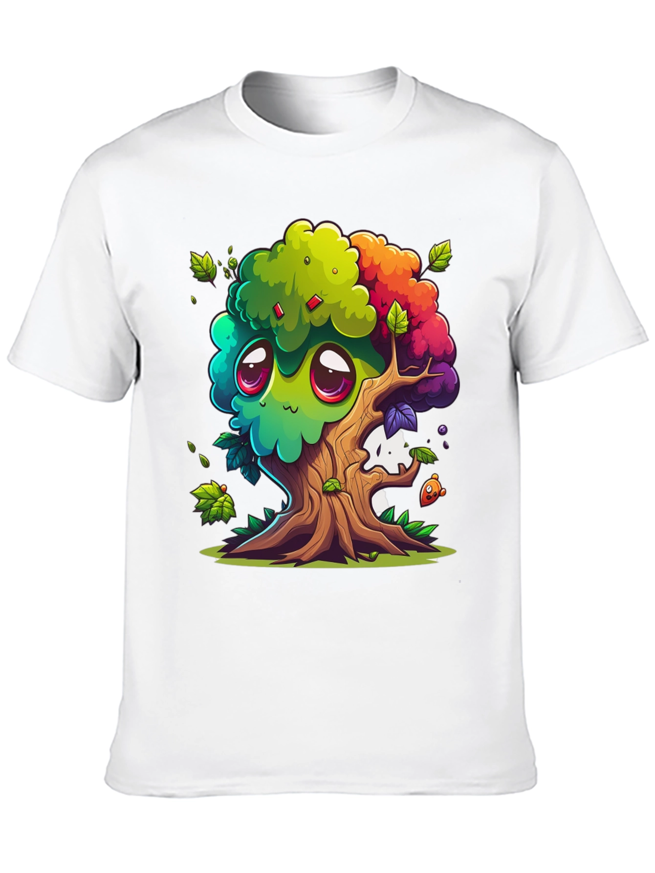 Cartoon Tree Graphic Tee - Whimsical Unisex T-Shirt
