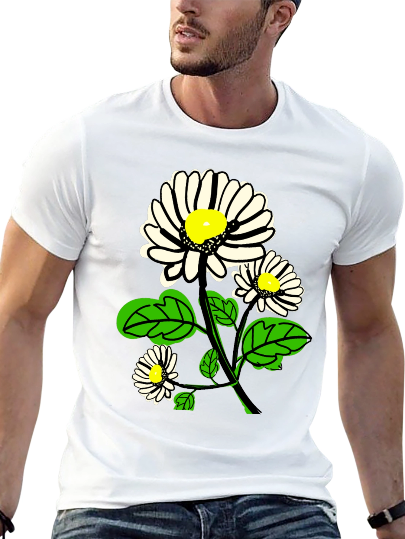 Daisy Graphic Print Black T-Shirt