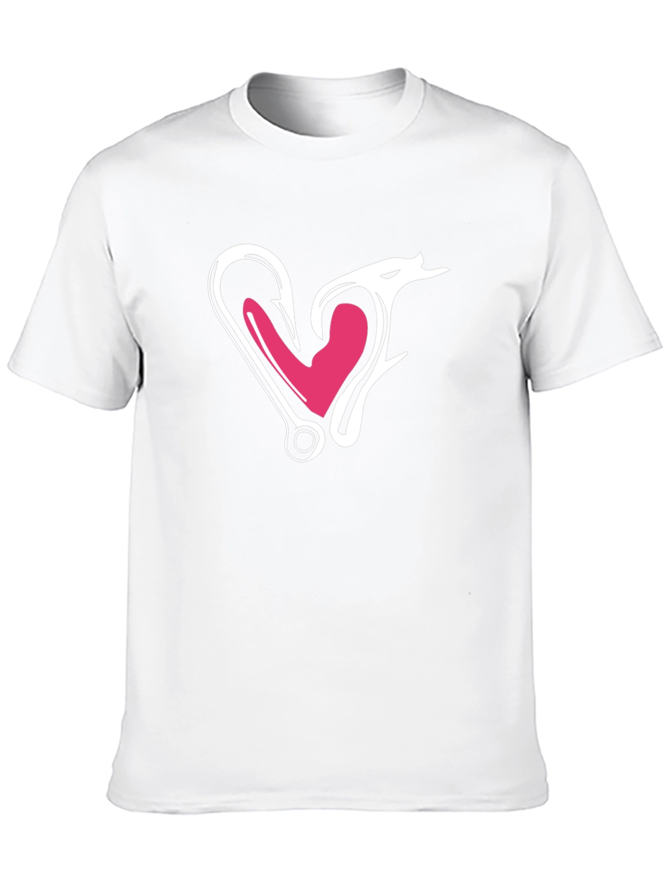 Fishing Hook Heart Graphic Tee - Black