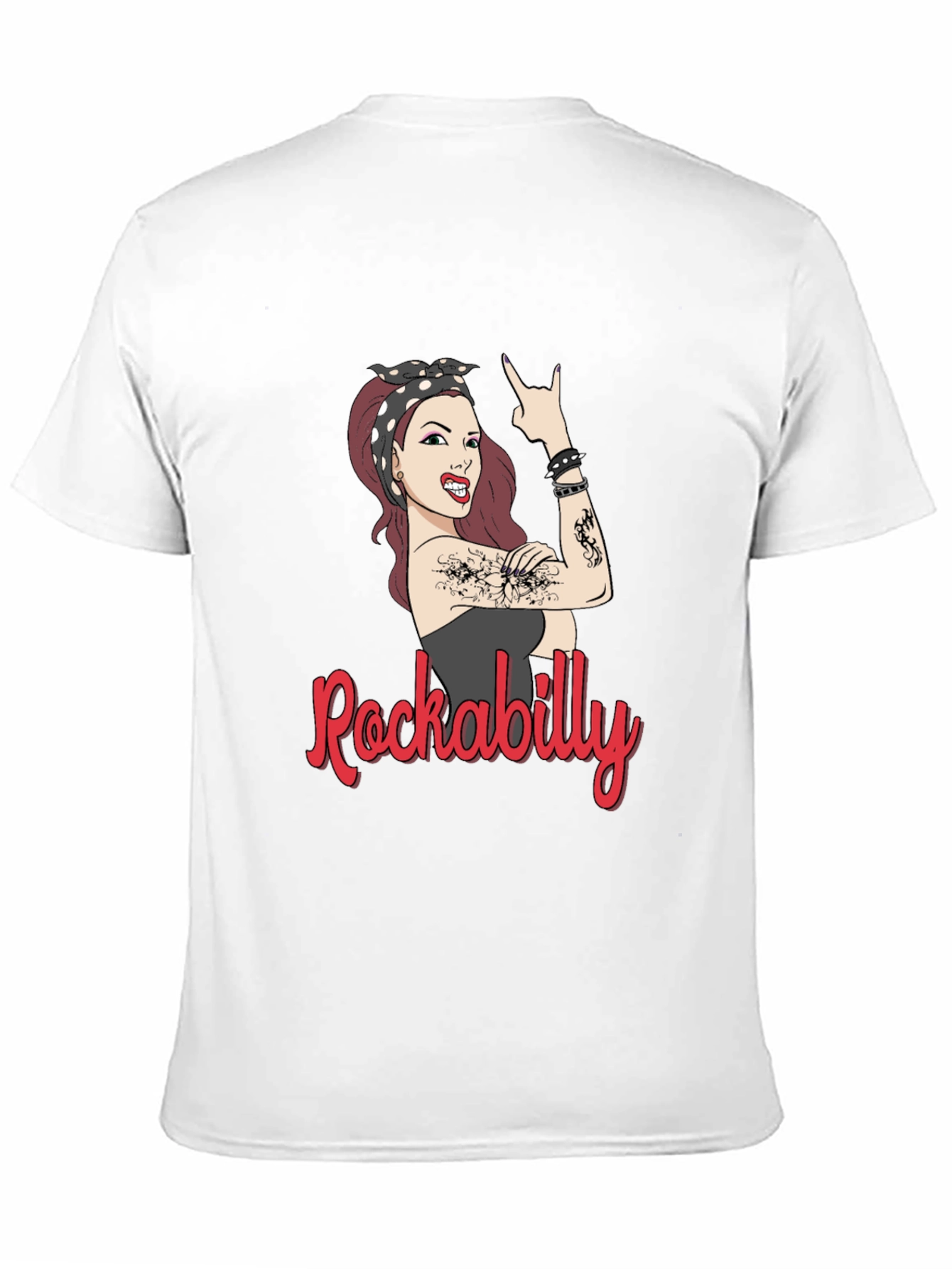 Rockabilly Woman Graphic T-Shirt - Black