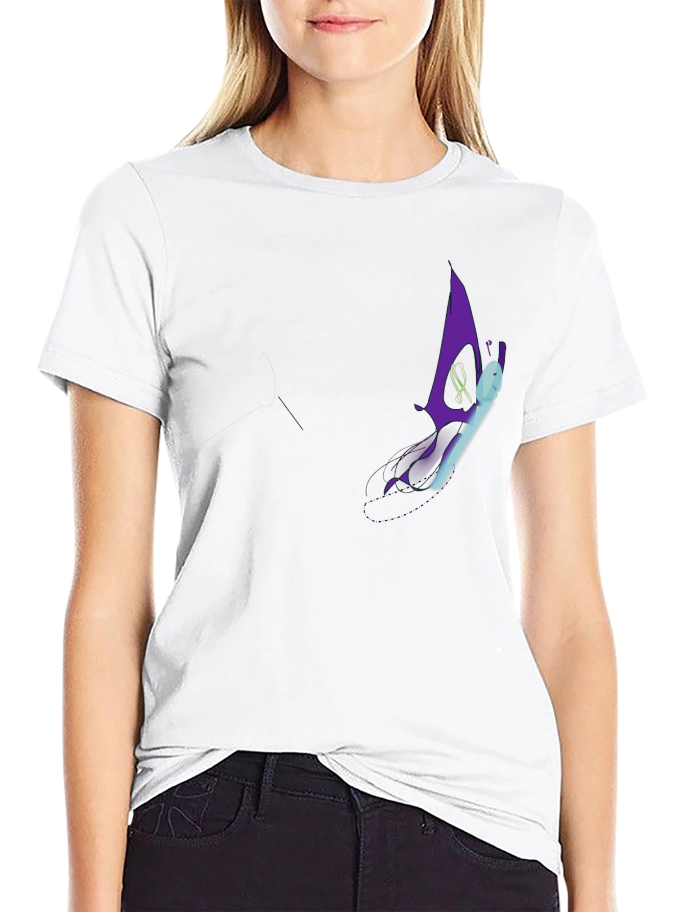 Mens Black Graphic T-Shirt - Purple Butterfly Design