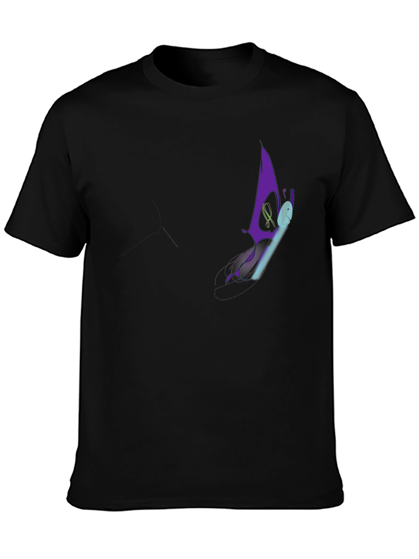 Mens Black Graphic T-Shirt - Purple Butterfly Design