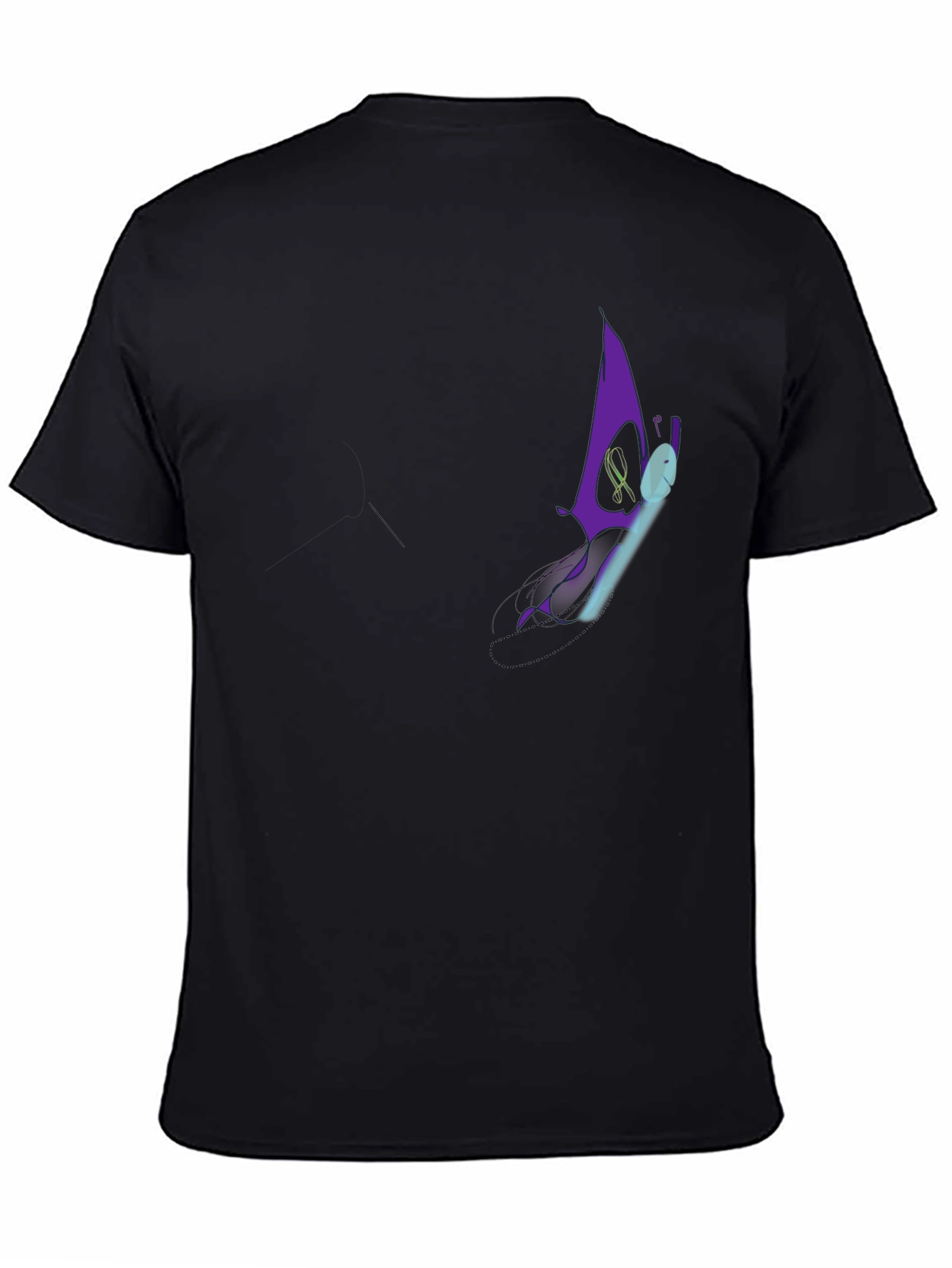 Mens Black Graphic T-Shirt - Purple Butterfly Design