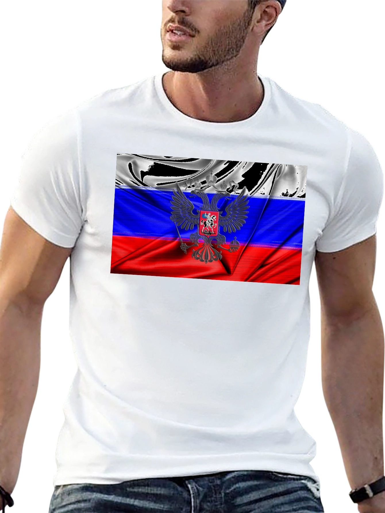 Russian Flag T-Shirt - Patriotic Eagle Design