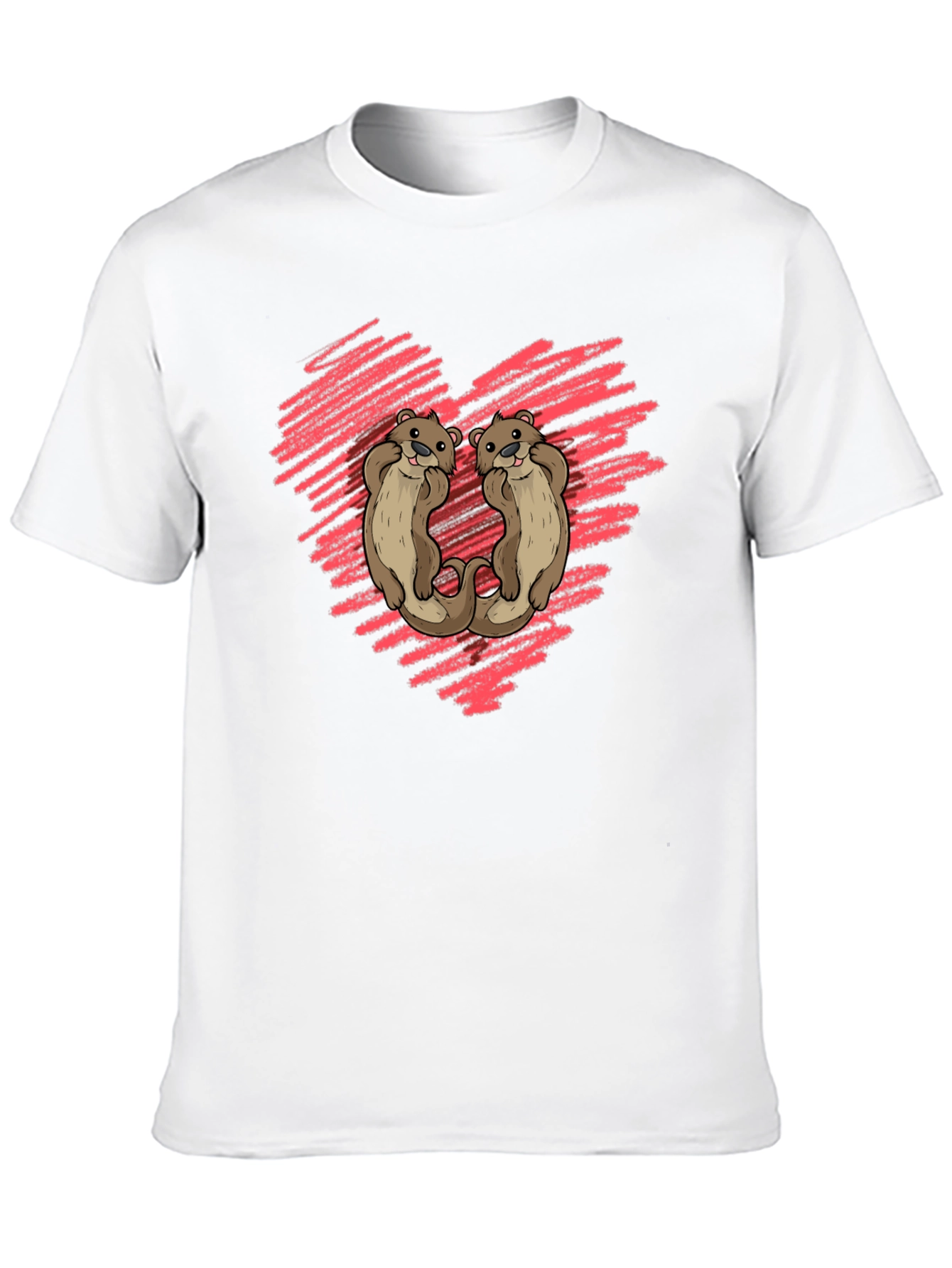 Otter Love Heart Graphic Tee - Soft Cotton Shirt