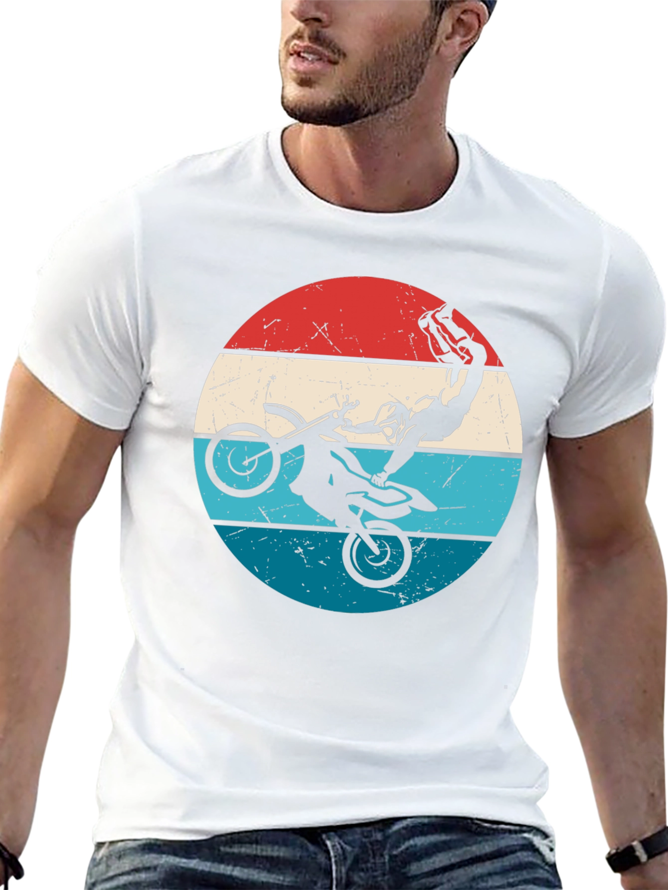 Motocross Stunt Graphic Tee - Retro Style