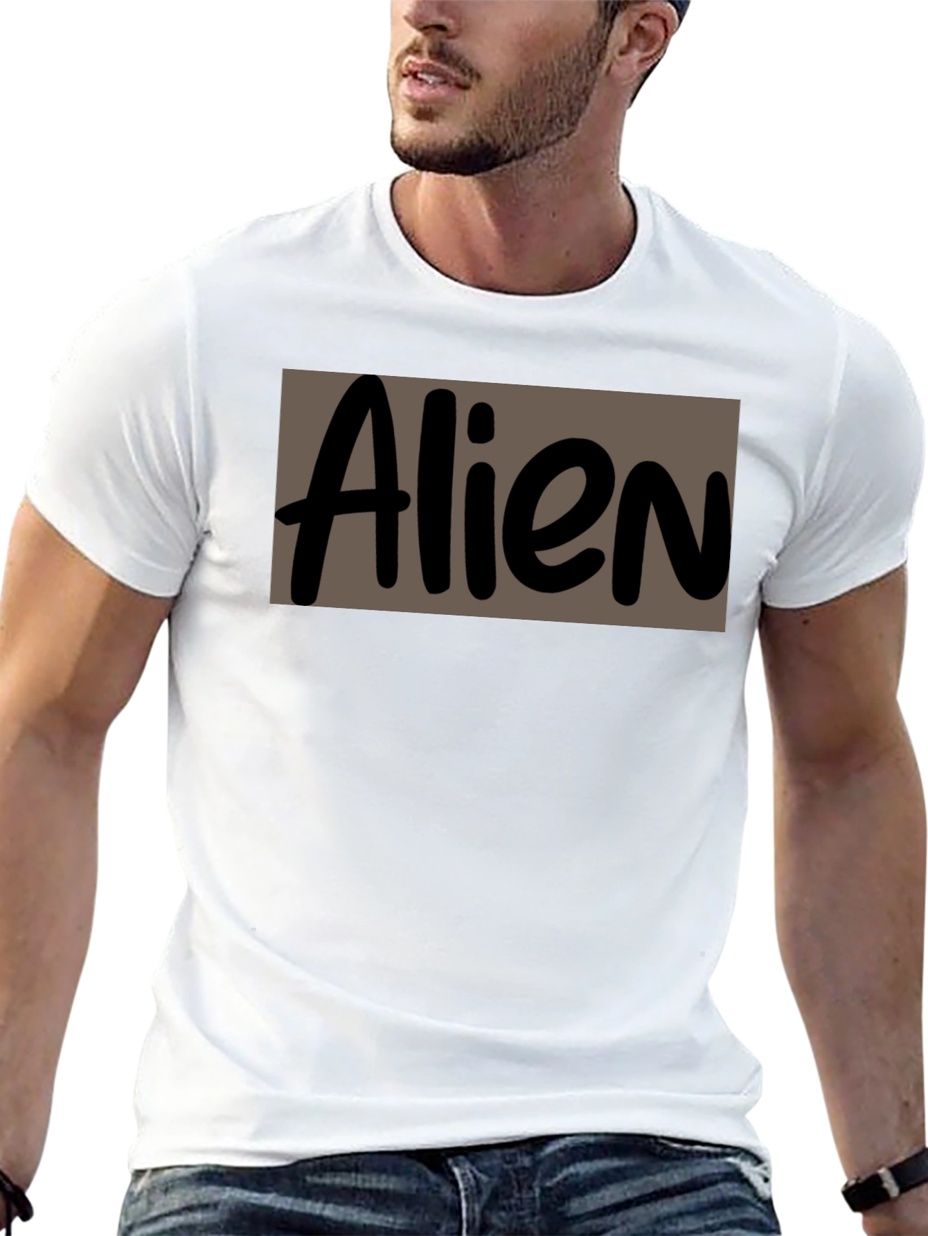 Alien Graphic Print Black Crew Neck T-Shirt
