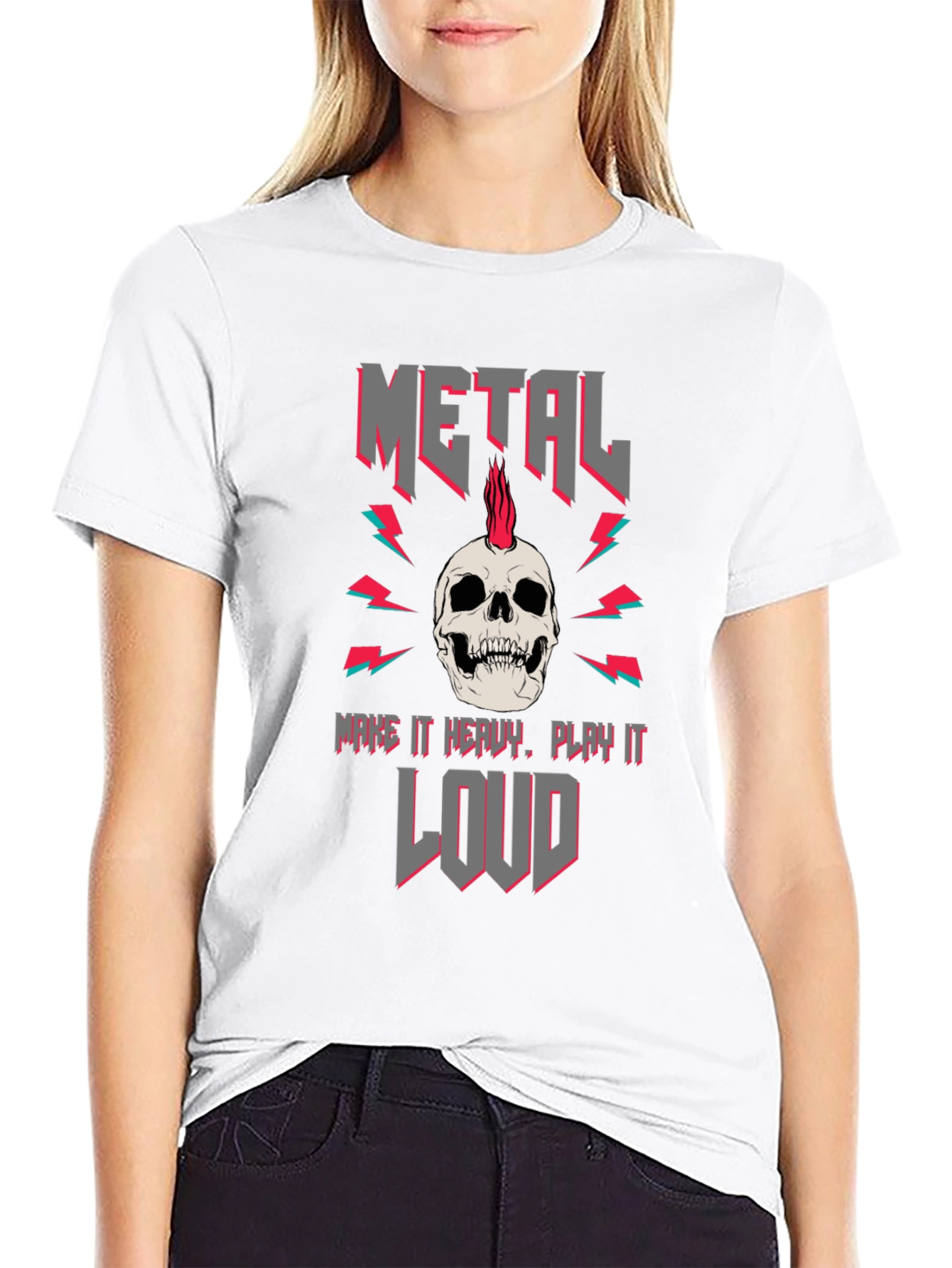 Metal Skull Graphic Tee - Rock & Roll T-Shirt