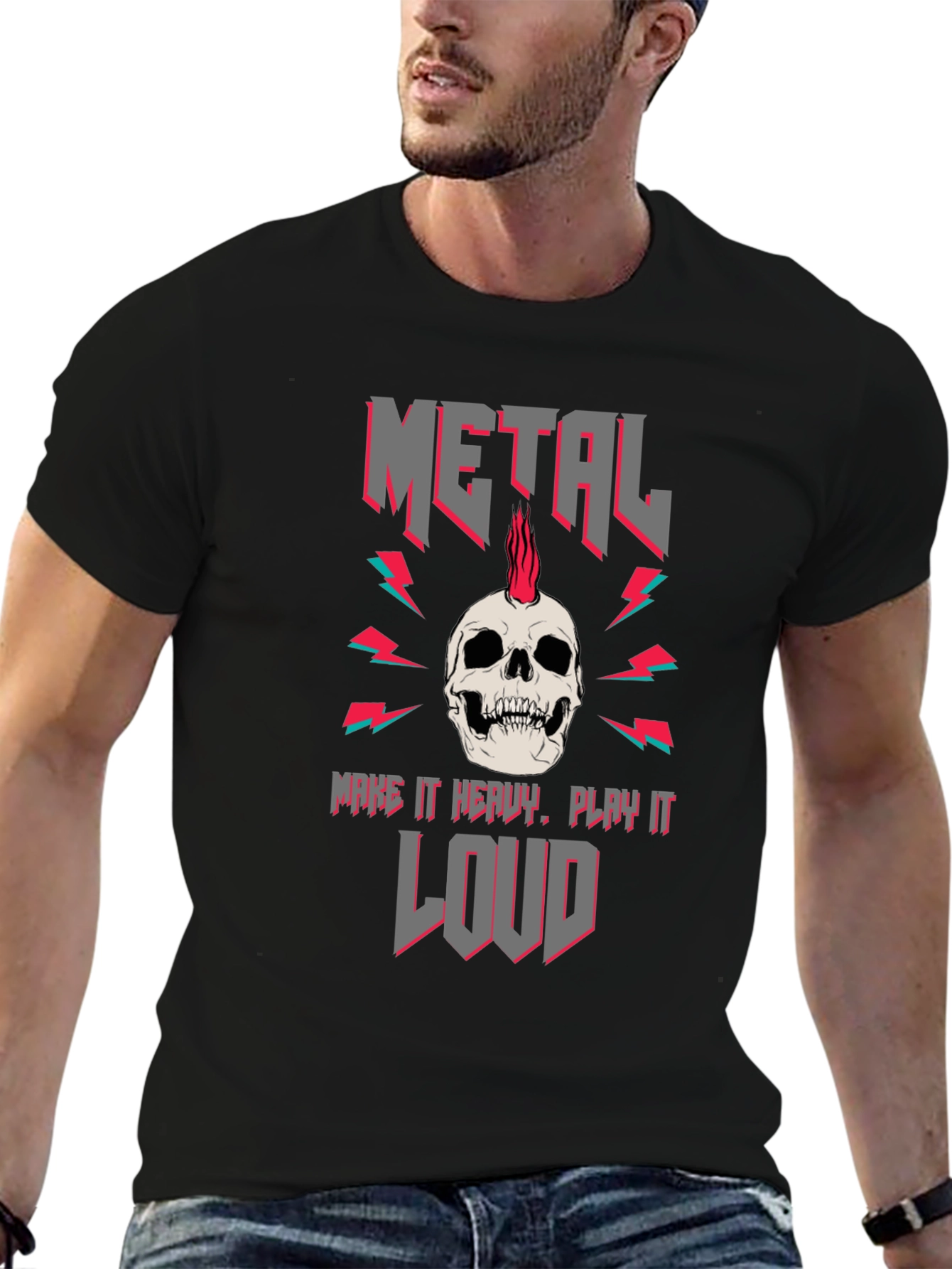 Metal Skull Graphic Tee - Rock & Roll T-Shirt