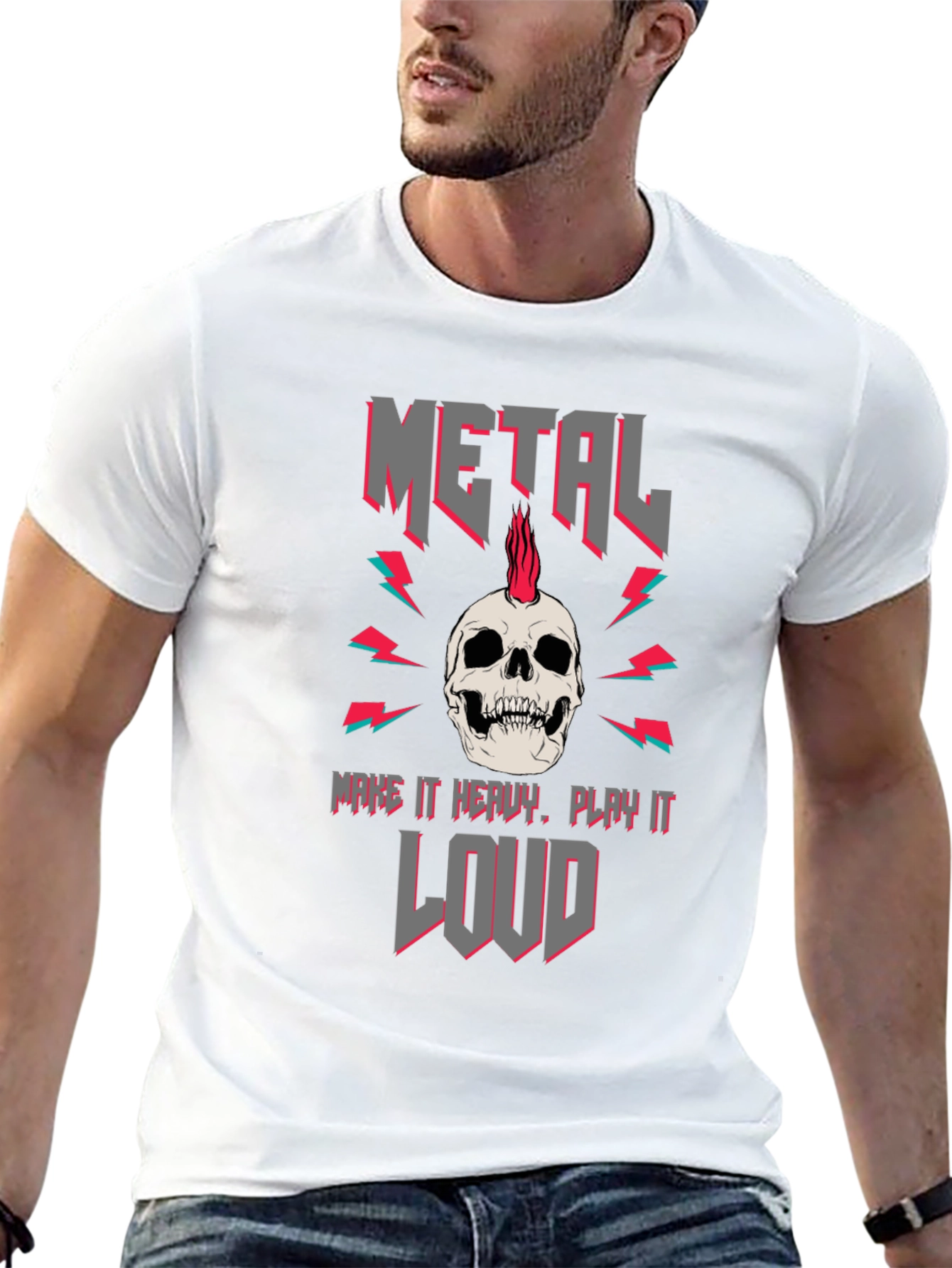 Metal Skull Graphic Tee - Rock & Roll T-Shirt