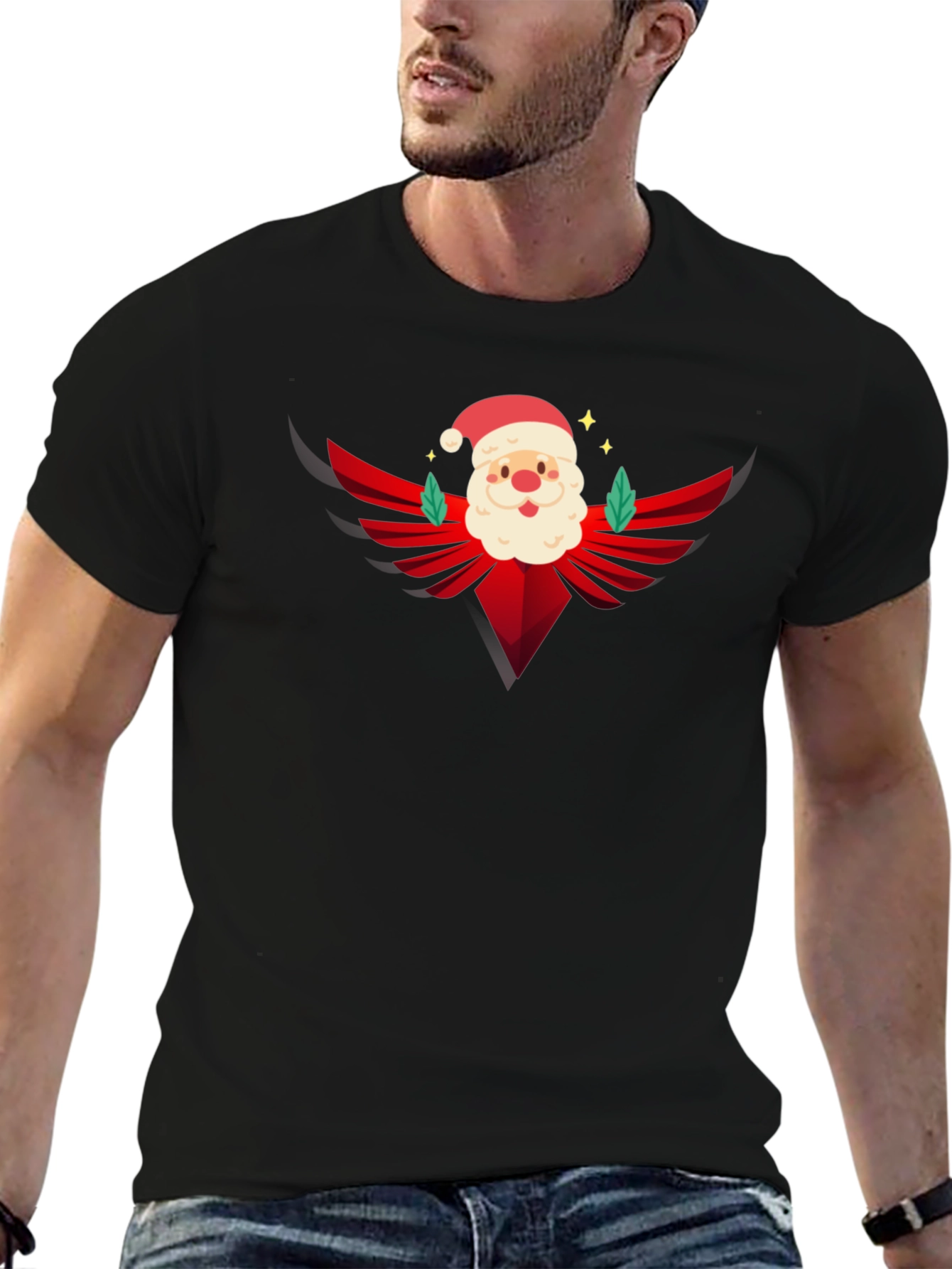 Festive Santa Graphic Tee - Holiday Style